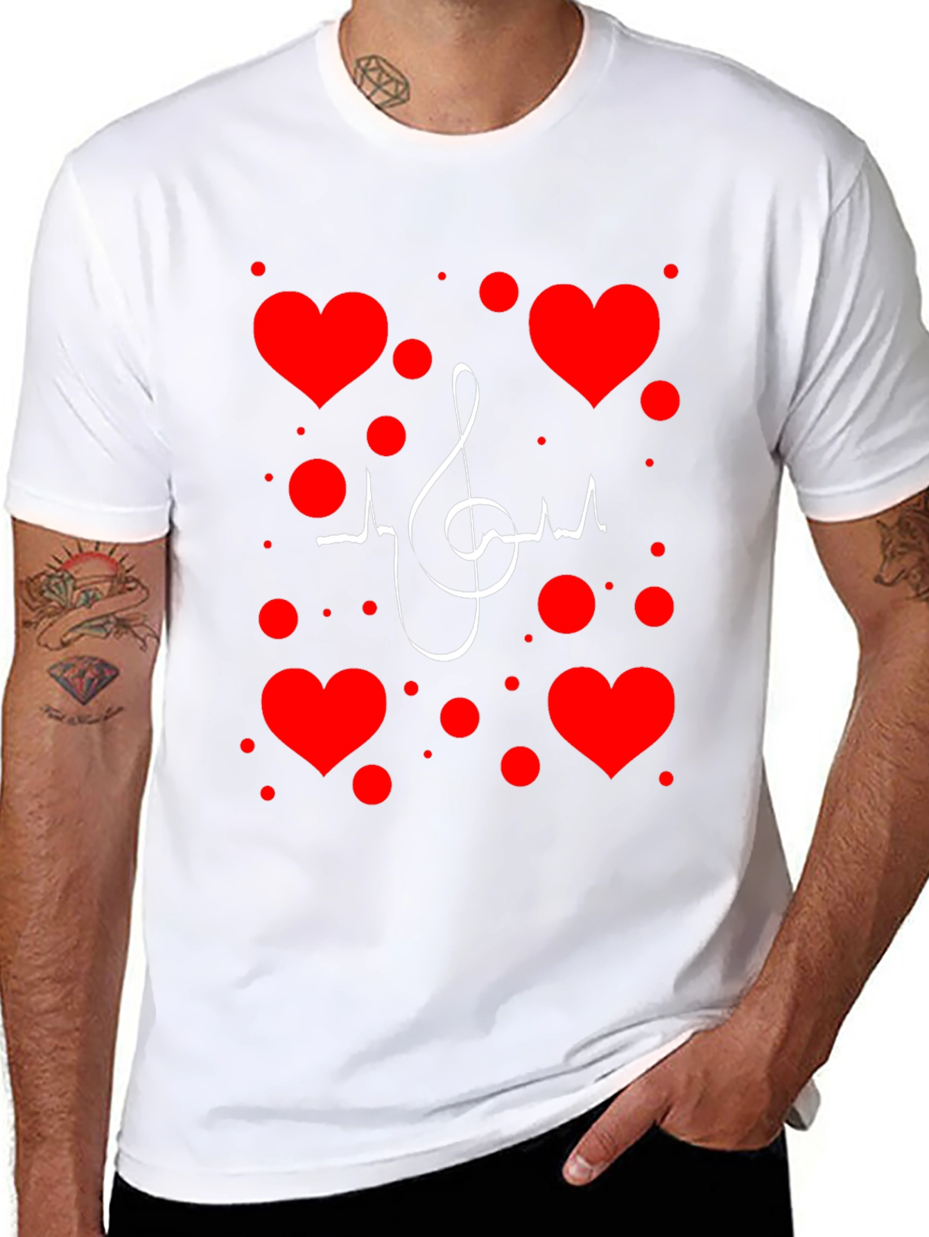 Musical Heartbeat T-Shirt - Black Graphic Print