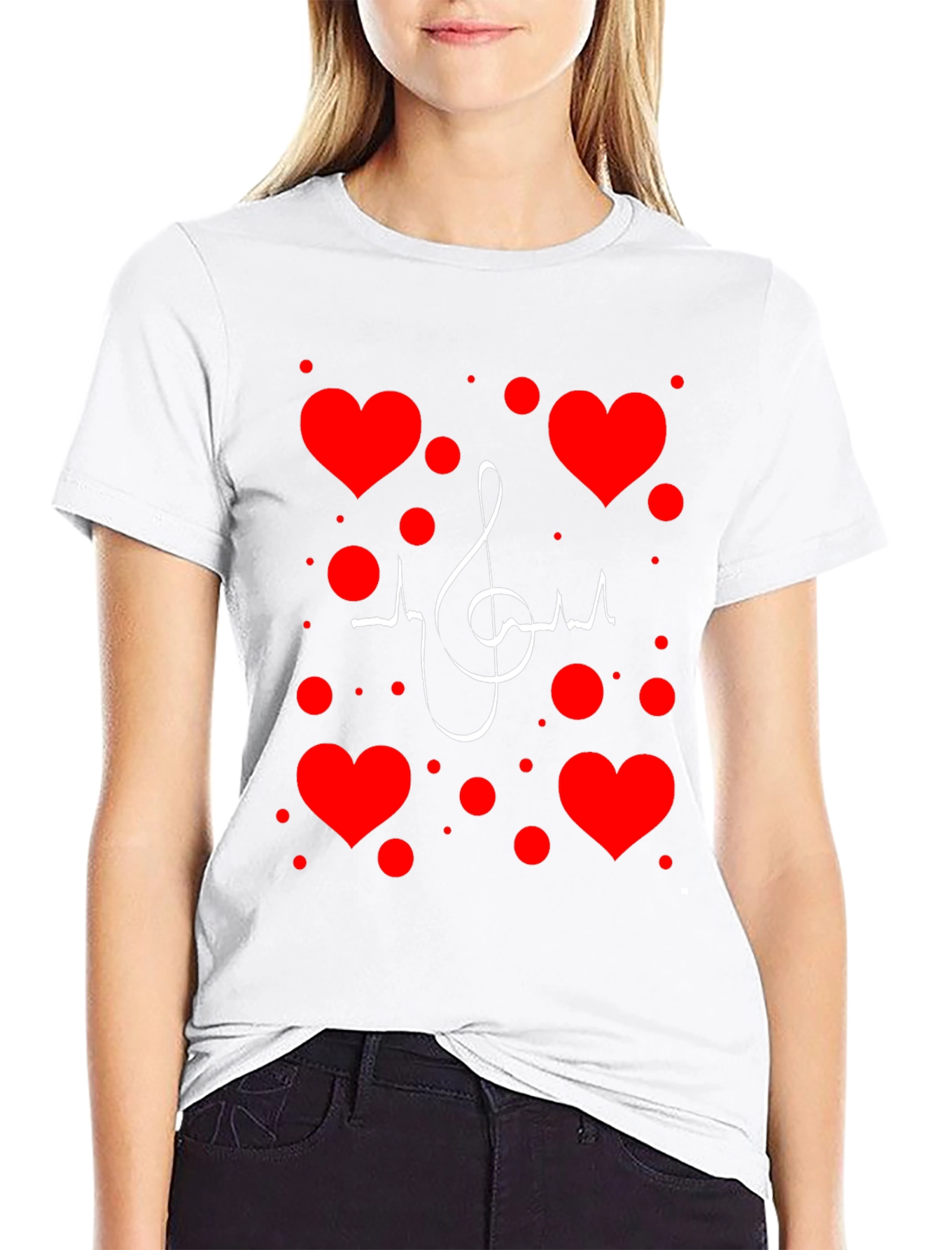 Musical Heartbeat T-Shirt - Black Graphic Print