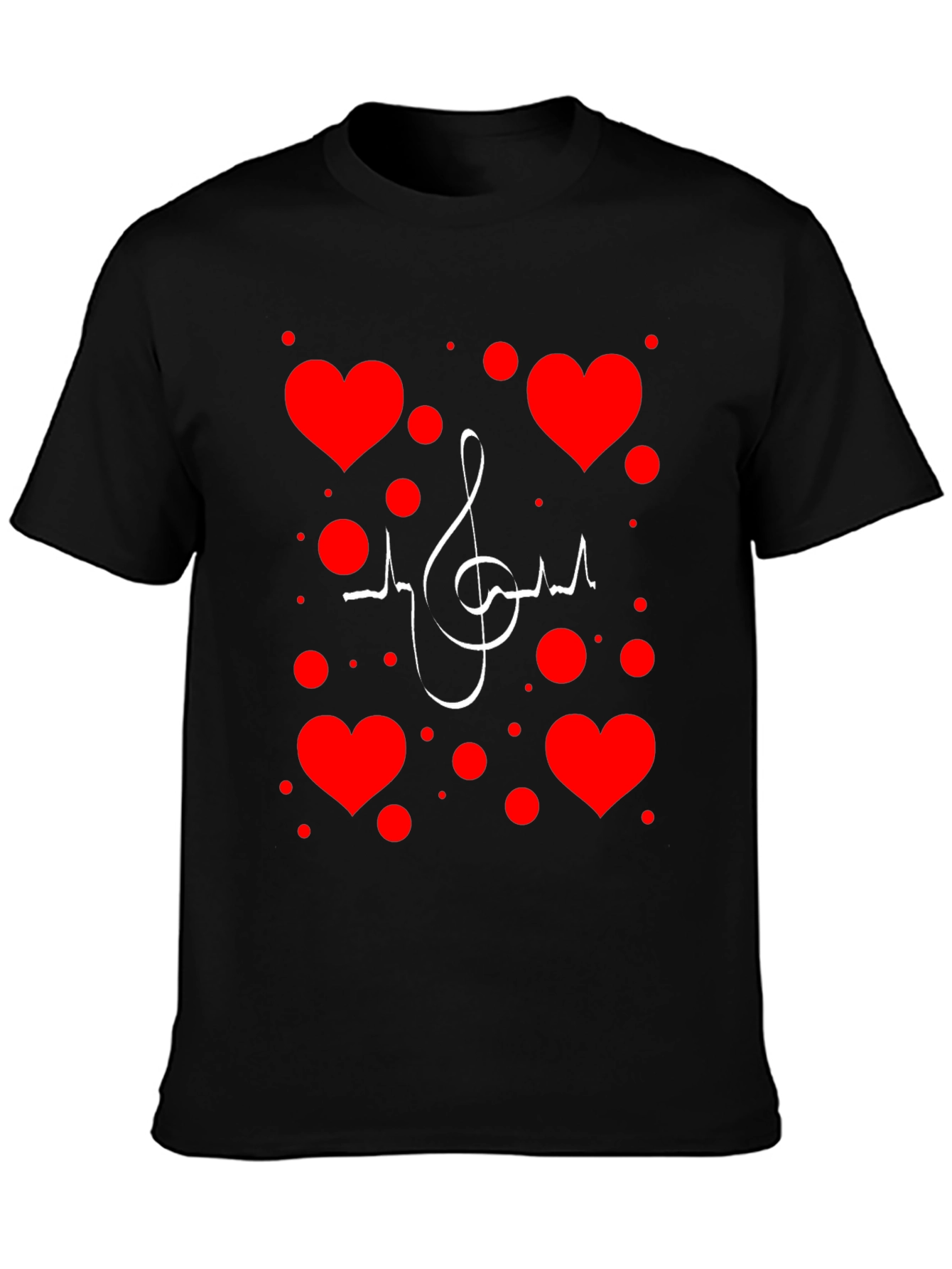 Musical Heartbeat T-Shirt - Black Graphic Print