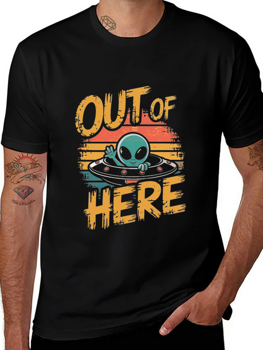 Retro Alien Spaceship Graphic Tee - Out of Here!