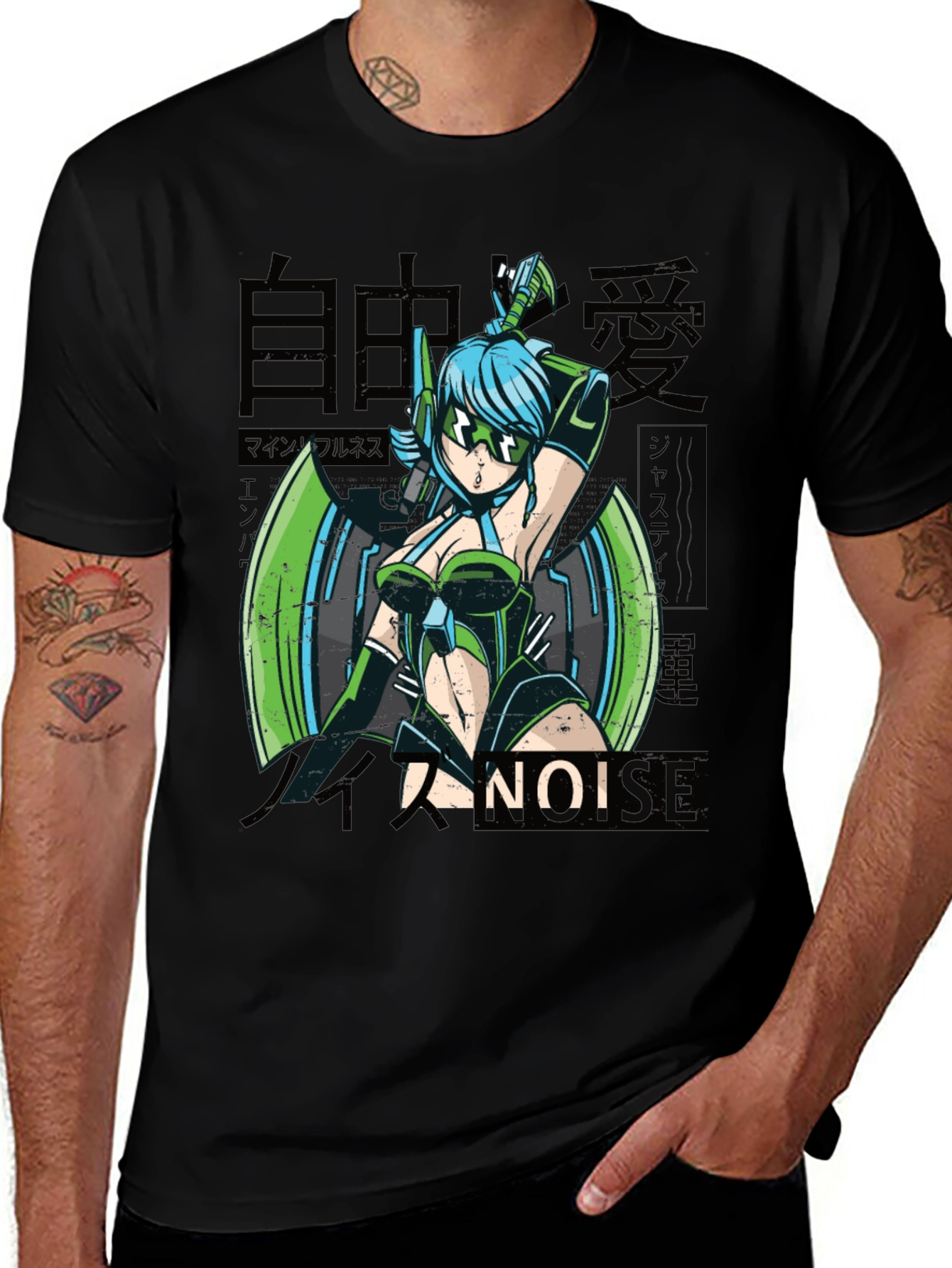 Anime Girl Graphic Tee - Cyberpunk Style