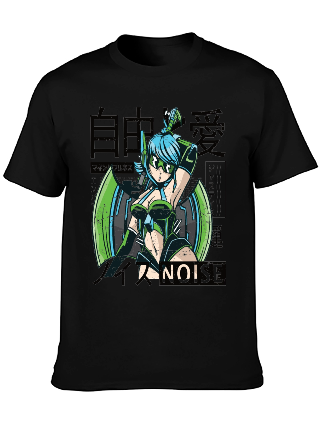 Anime Girl Graphic Tee - Cyberpunk Style