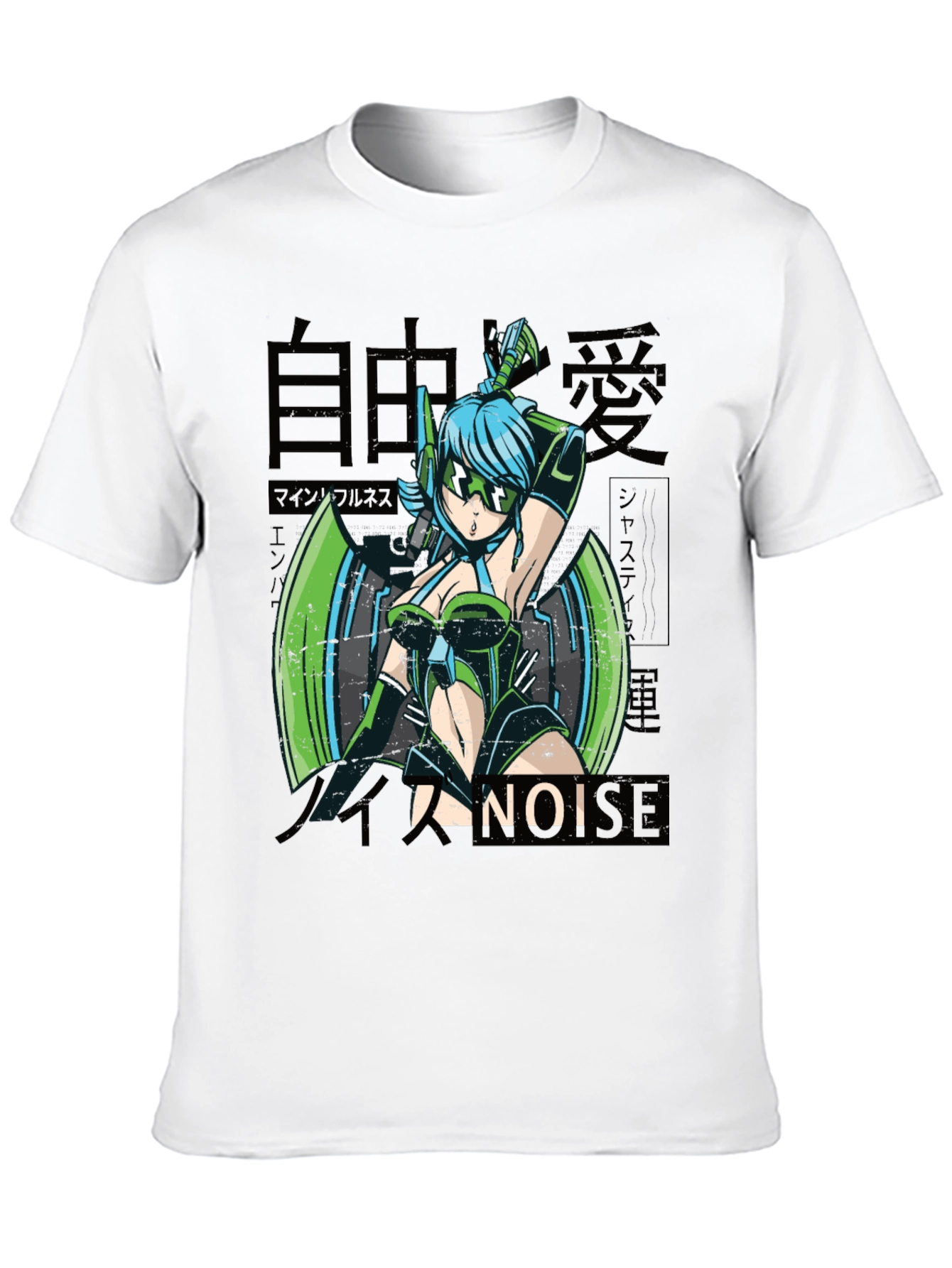 Anime Girl Graphic Tee - Cyberpunk Style