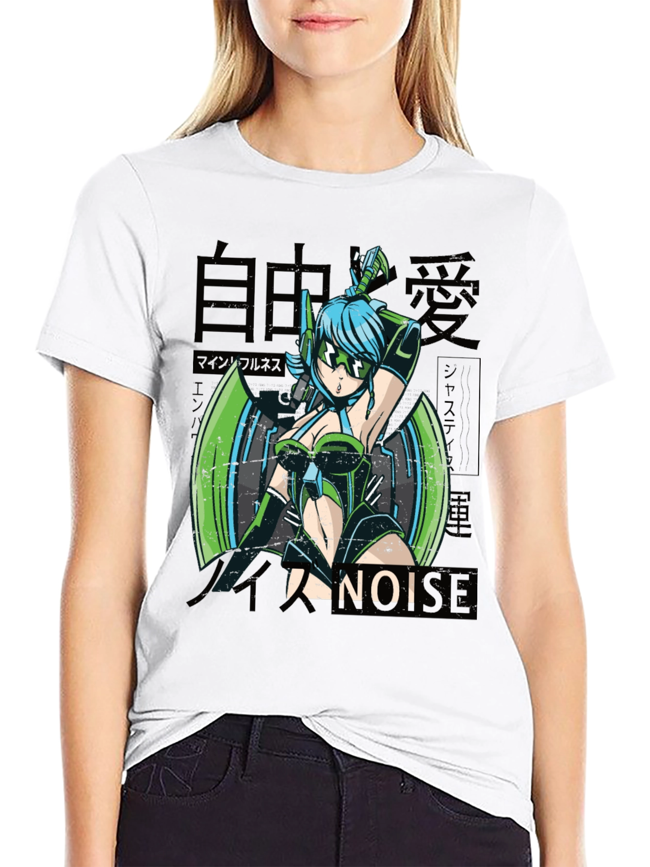 Anime Girl Graphic Tee - Cyberpunk Style