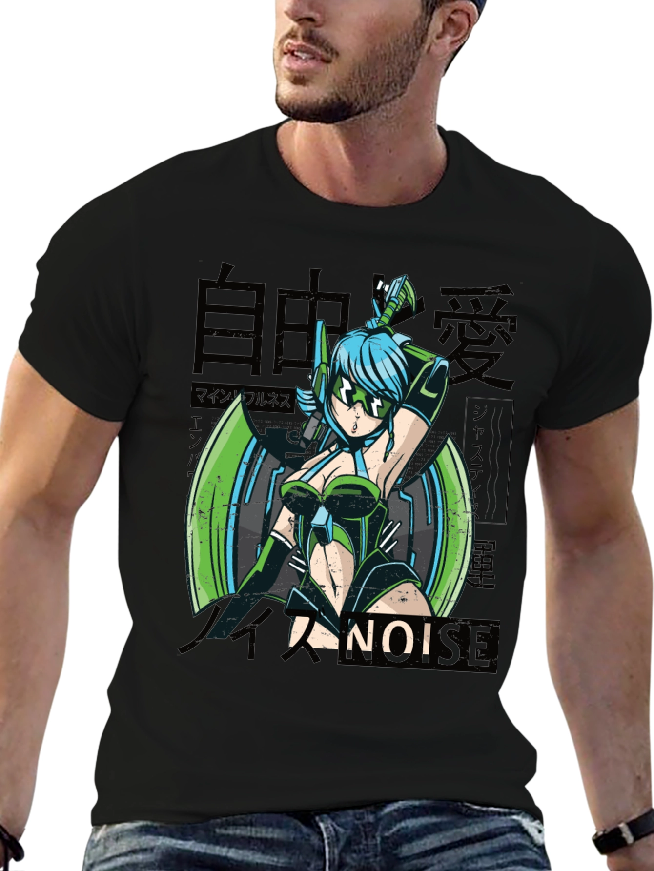 Anime Girl Graphic Tee - Cyberpunk Style