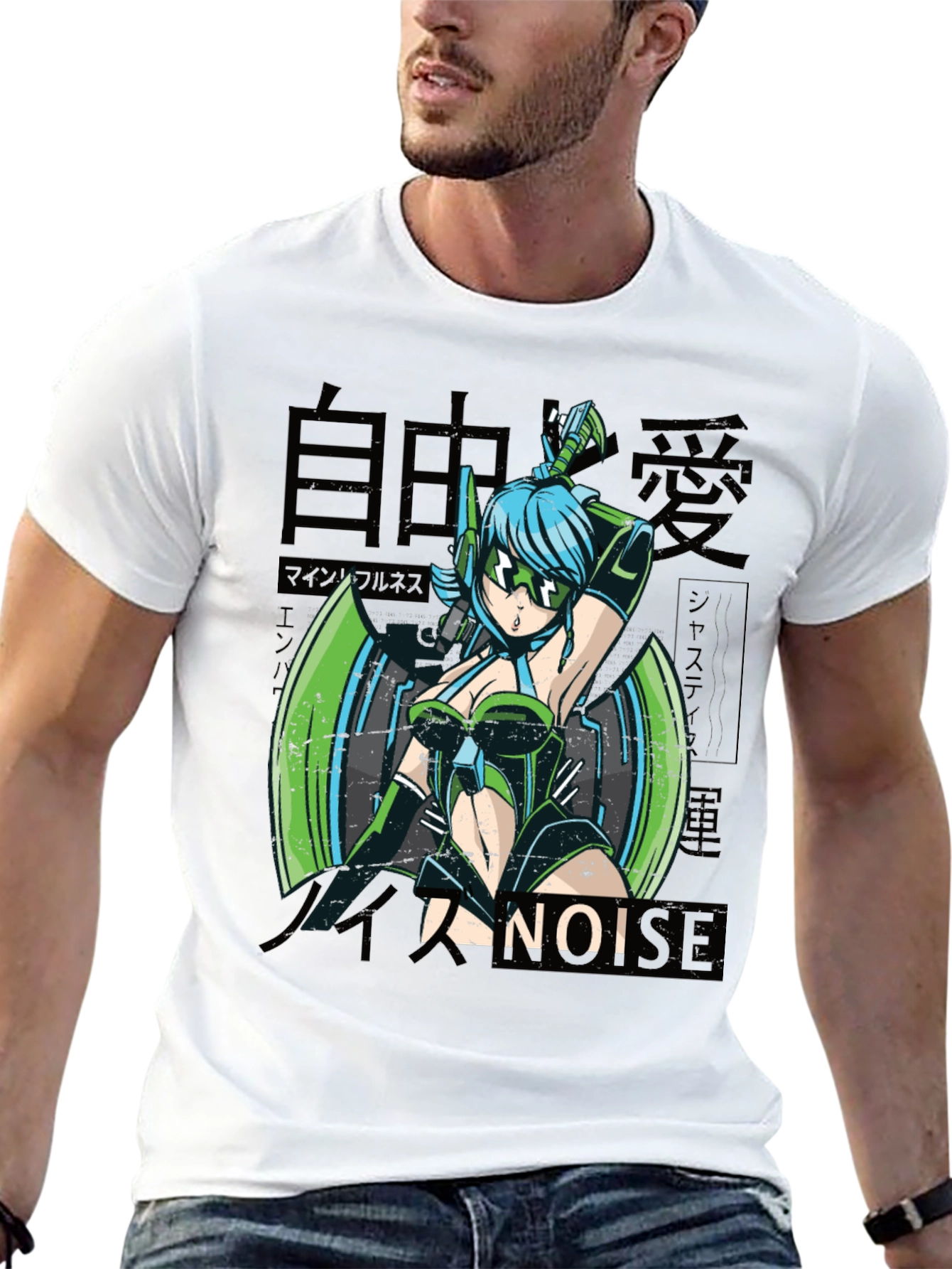 Anime Girl Graphic Tee - Cyberpunk Style