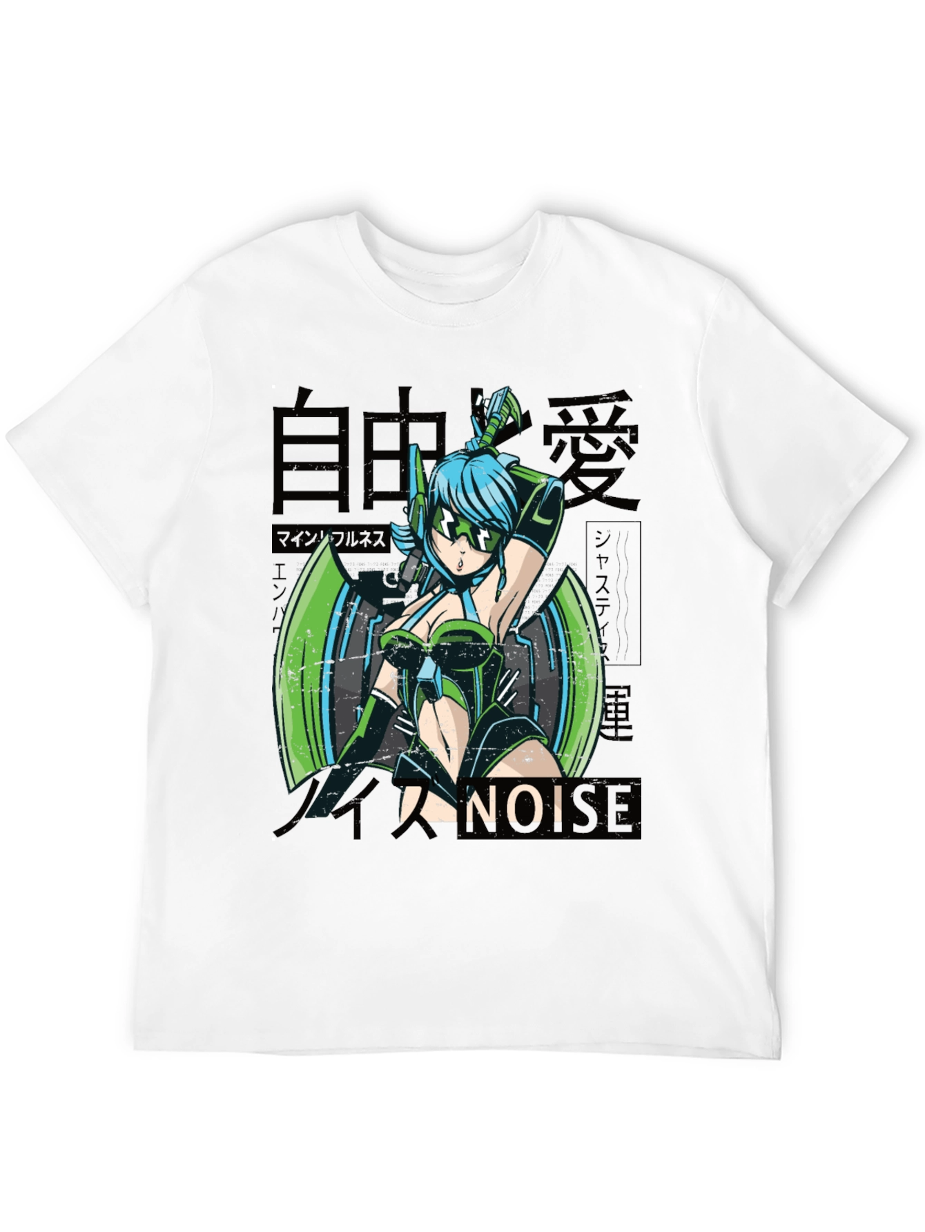 Anime Girl Graphic Tee - Cyberpunk Style