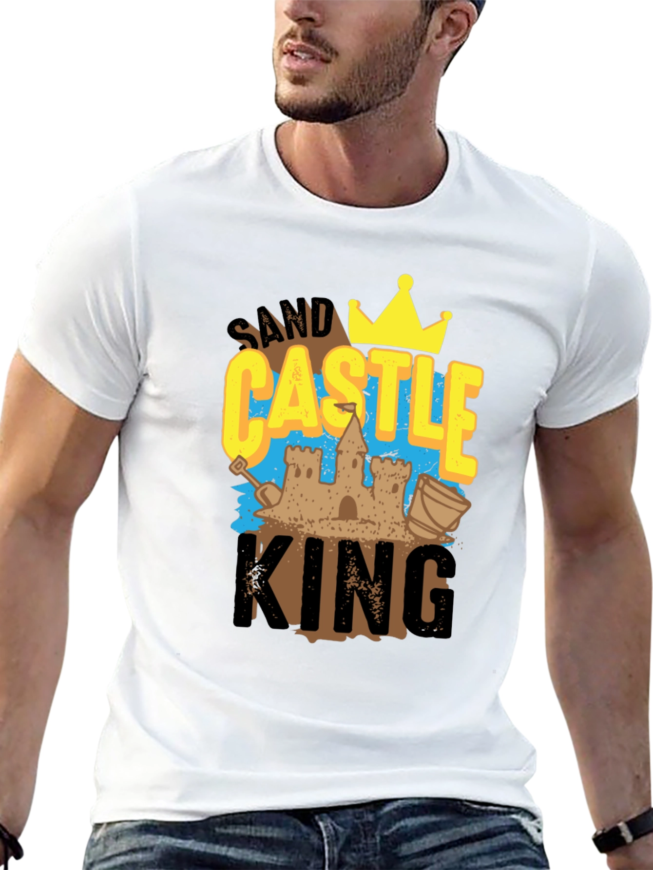 Sand Castle King Graphic Tee - Black Cotton T-Shirt