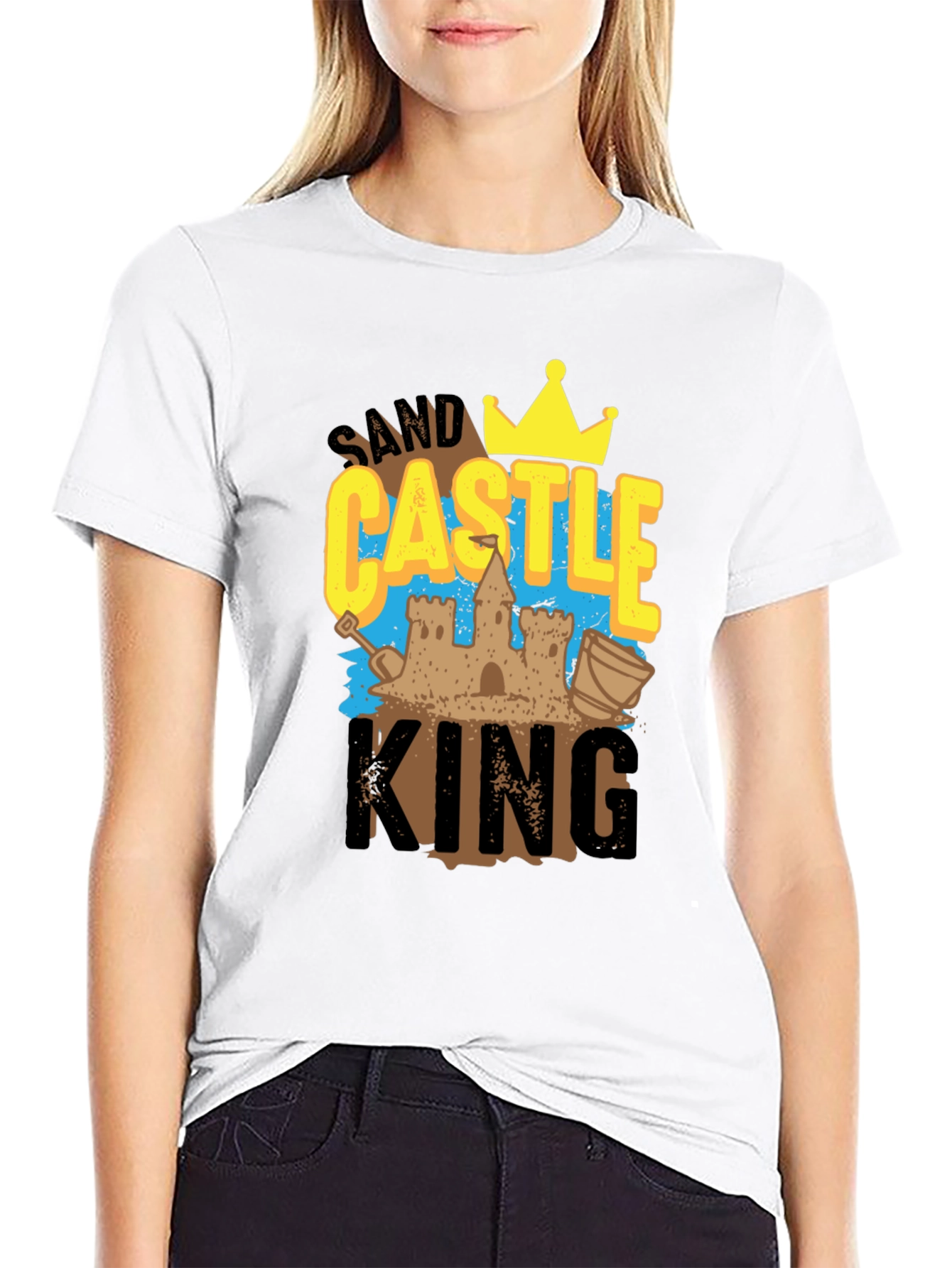 Sand Castle King Graphic Tee - Black Cotton T-Shirt