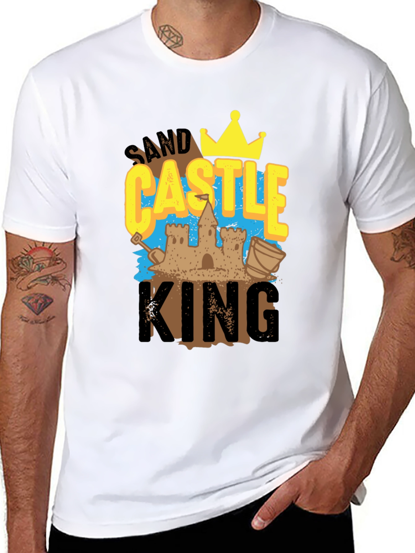Sand Castle King Graphic Tee - Black Cotton T-Shirt