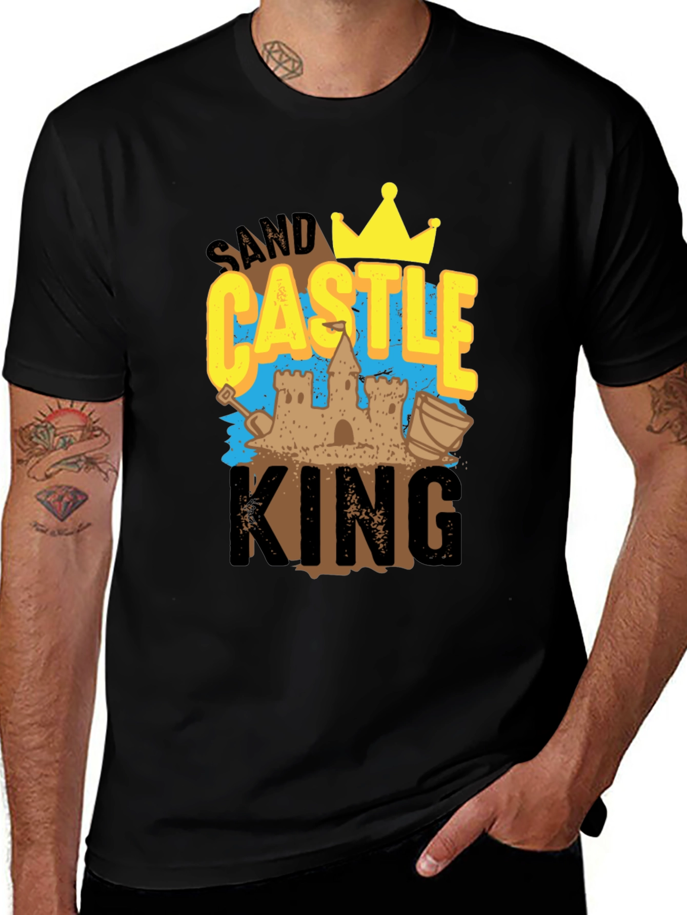 Sand Castle King Graphic Tee - Black Cotton T-Shirt