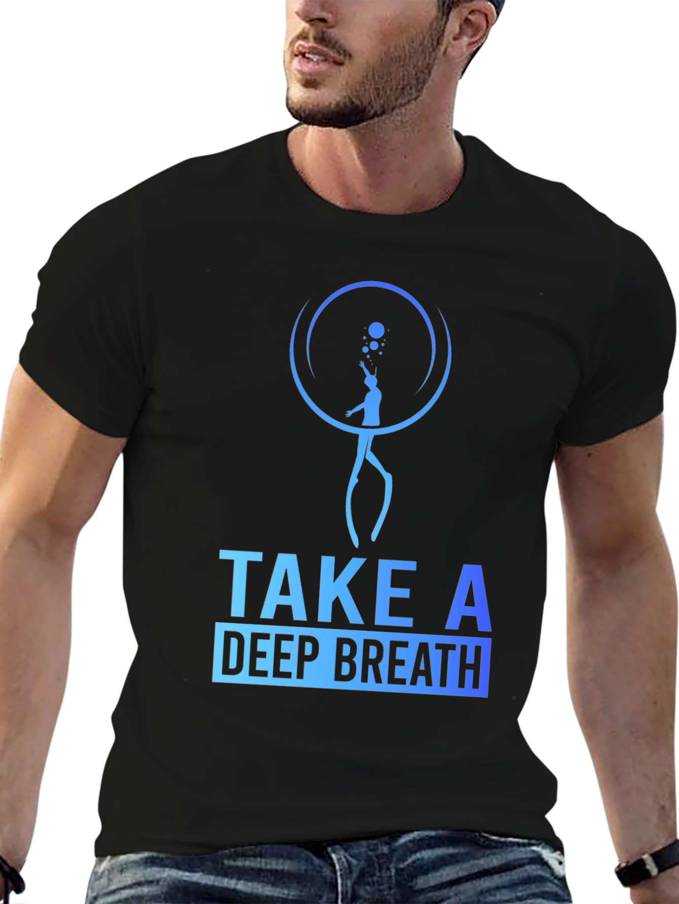 Take a Deep Breath Black Graphic Tee