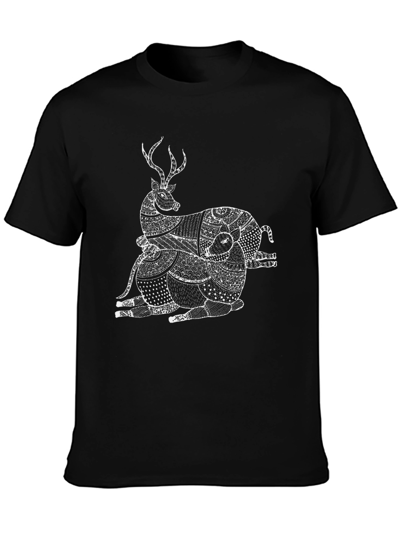 Stylish Black T-Shirt with Deer Graphic