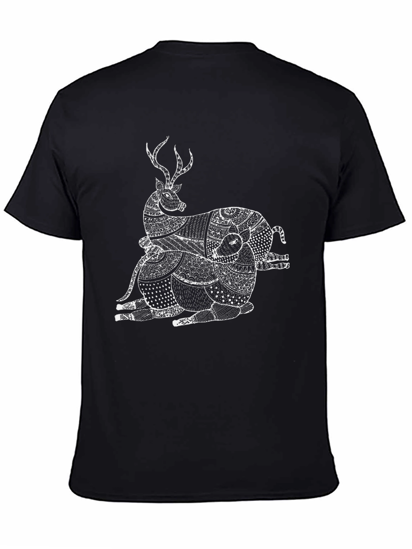 Stylish Black T-Shirt with Deer Graphic