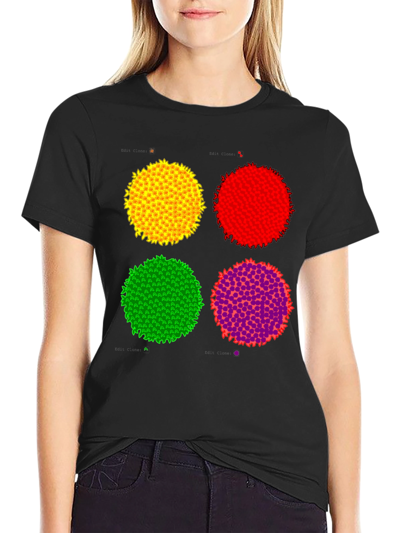 Abstract Circle Graphic Print Black Tee