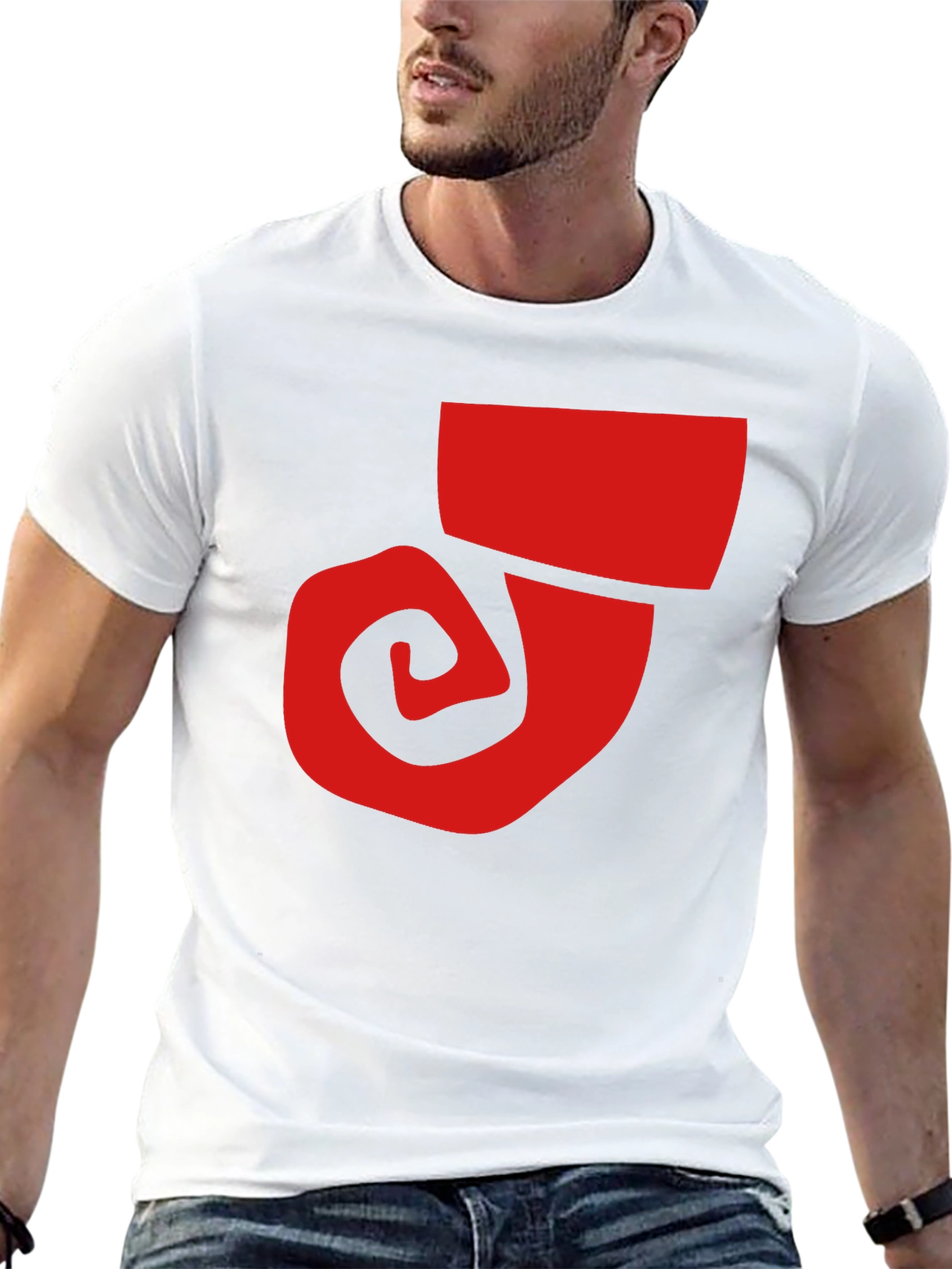 Bold Graphic Tee - Red Swirl on Black