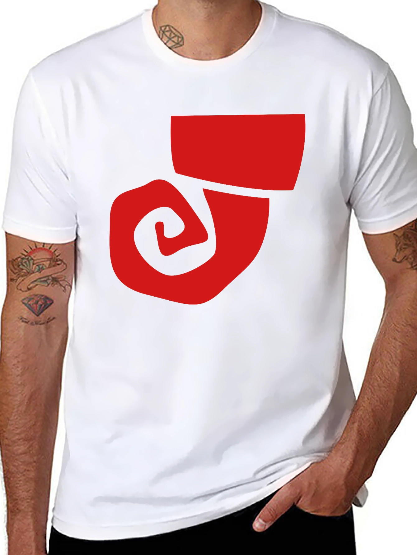 Bold Graphic Tee - Red Swirl on Black