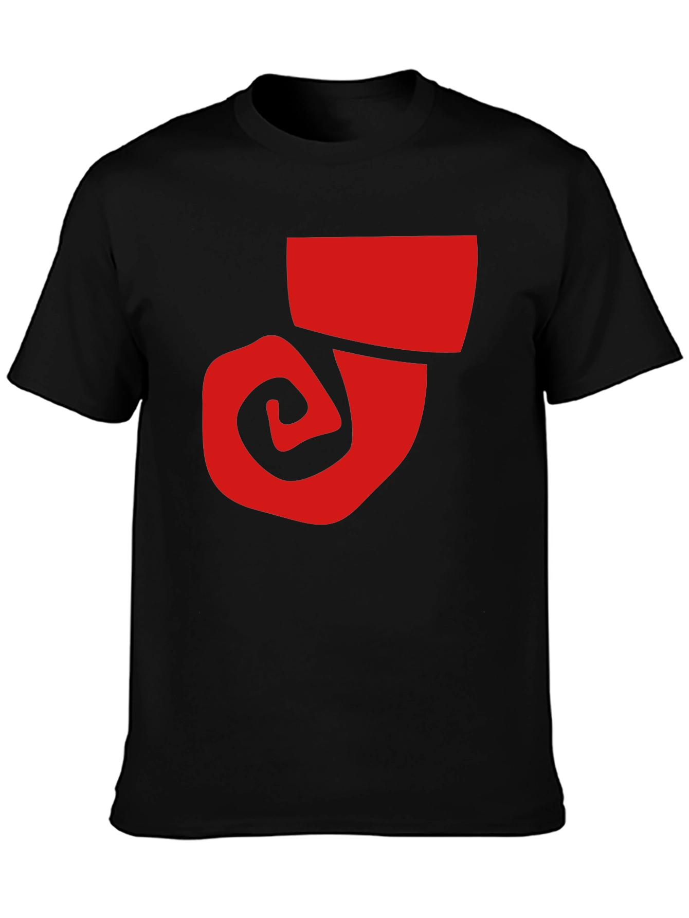 Bold Graphic Tee - Red Swirl on Black