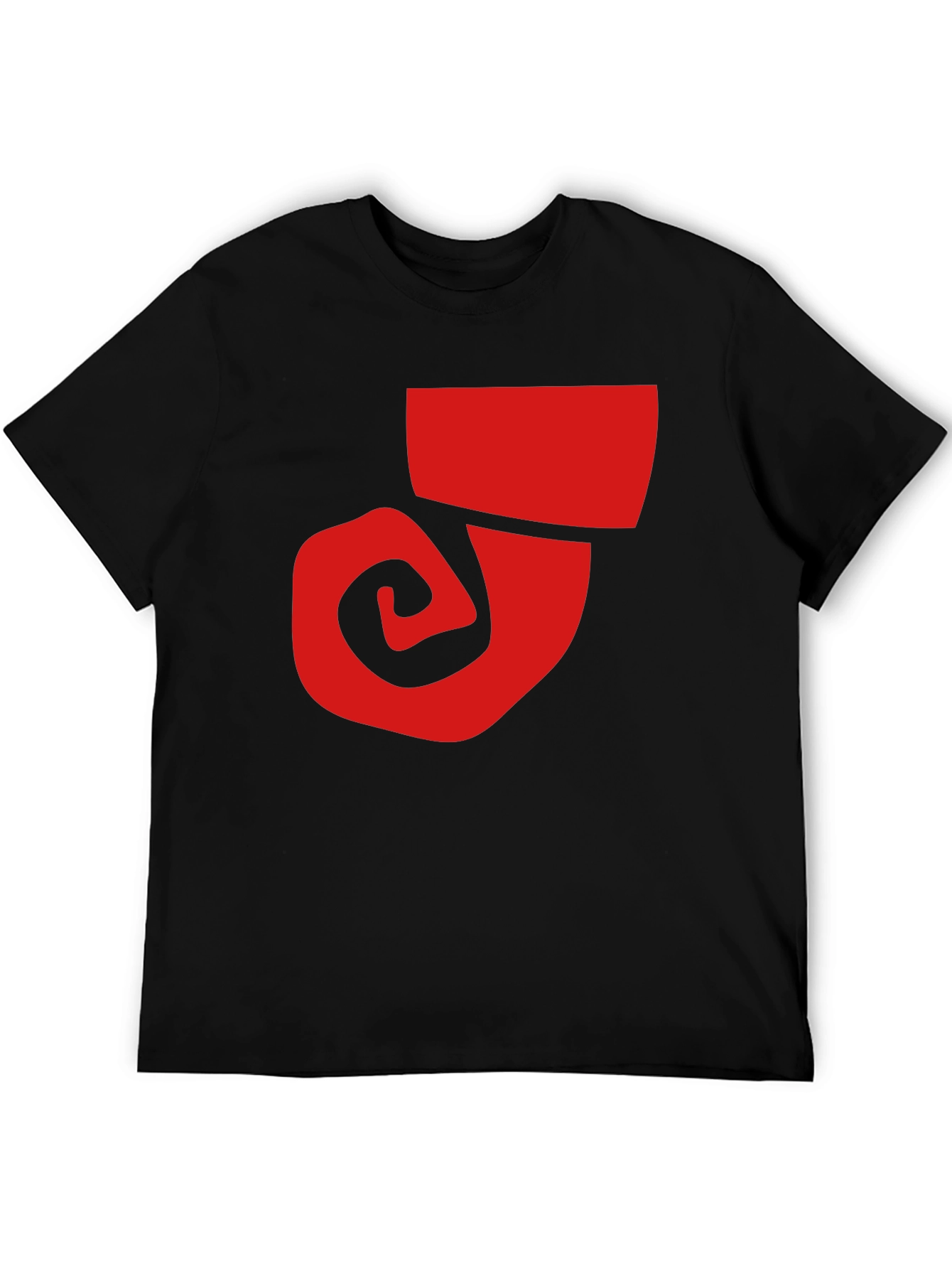 Bold Graphic Tee - Red Swirl on Black