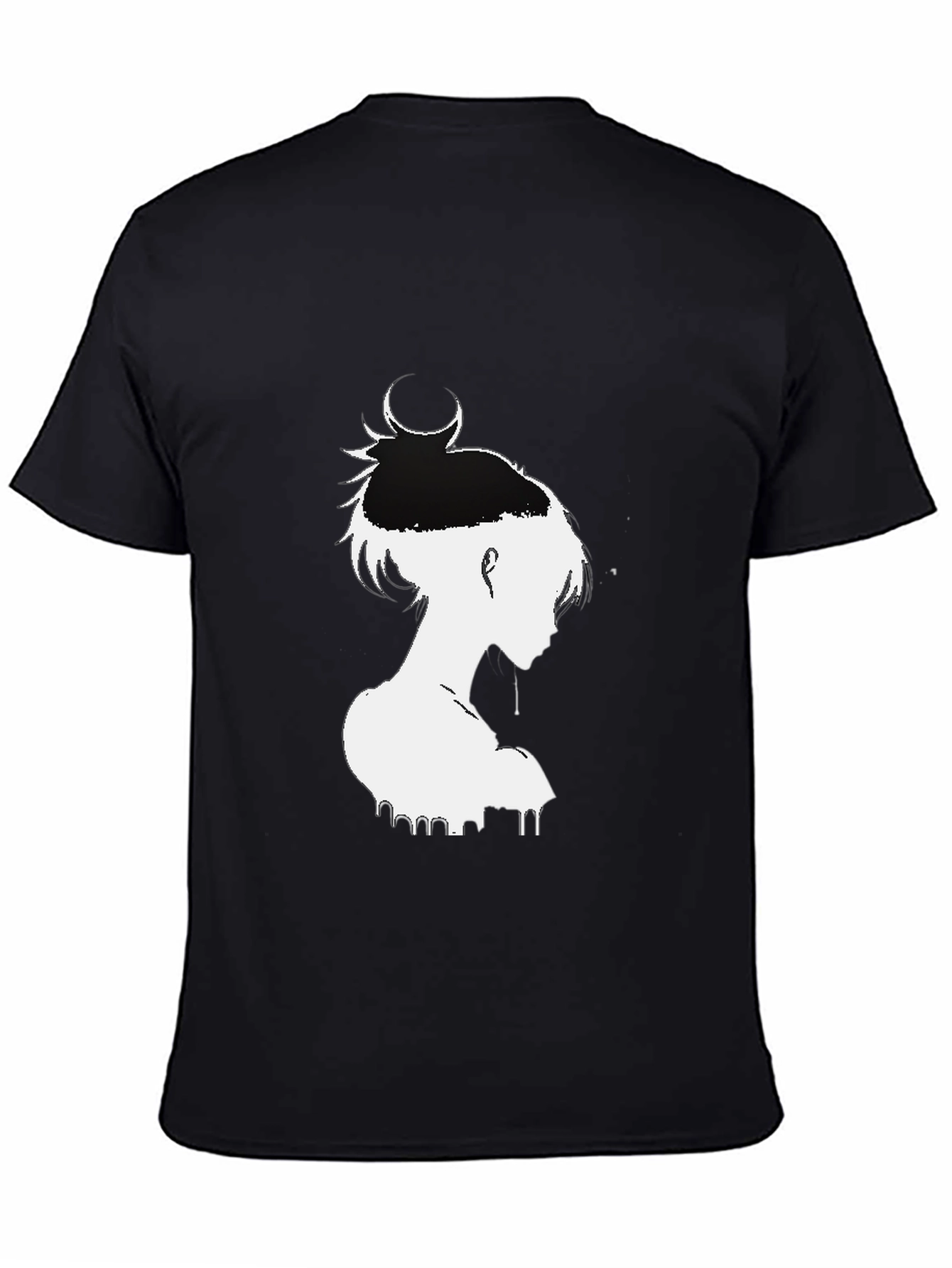 Black T-Shirt with White Anime Graphic