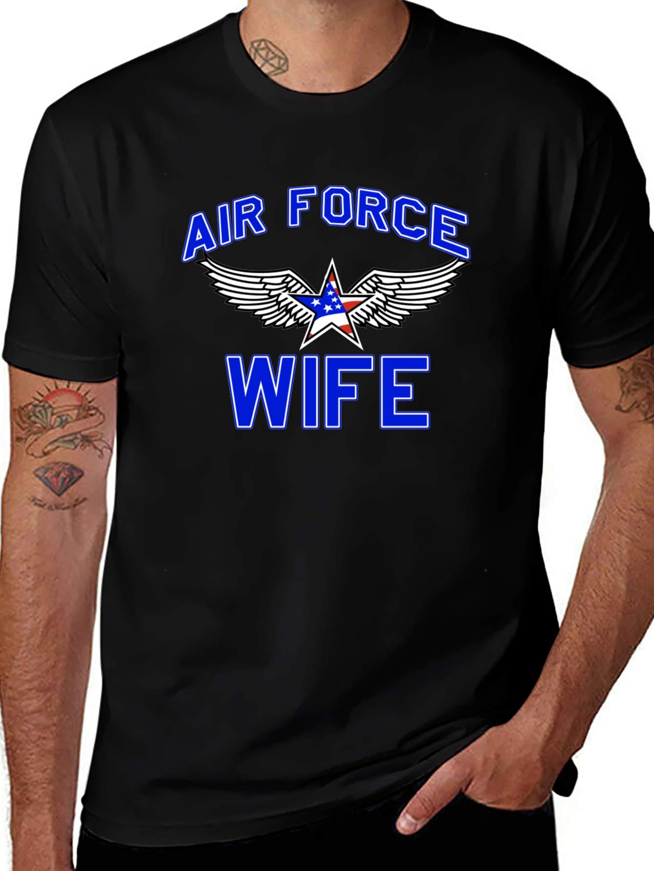 Air Force Wife Graphic T-Shirt - Patriotic Design