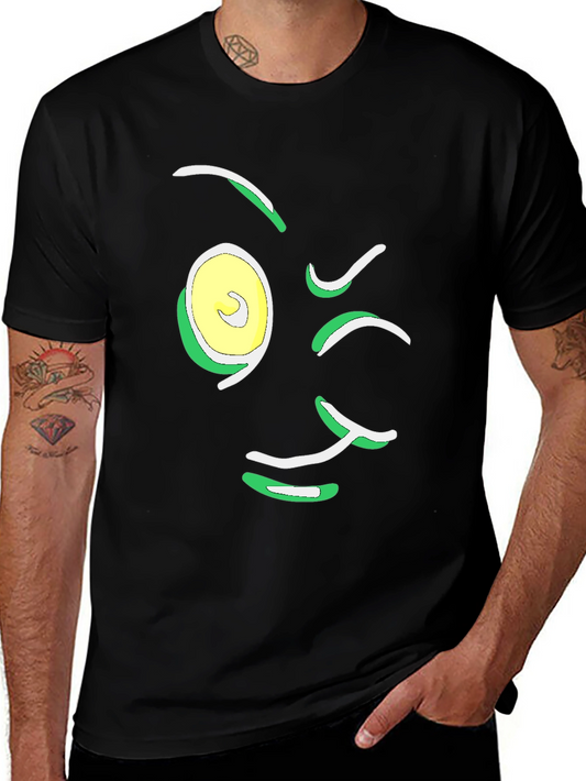 Winking Face Graphic Tee - Black Cotton