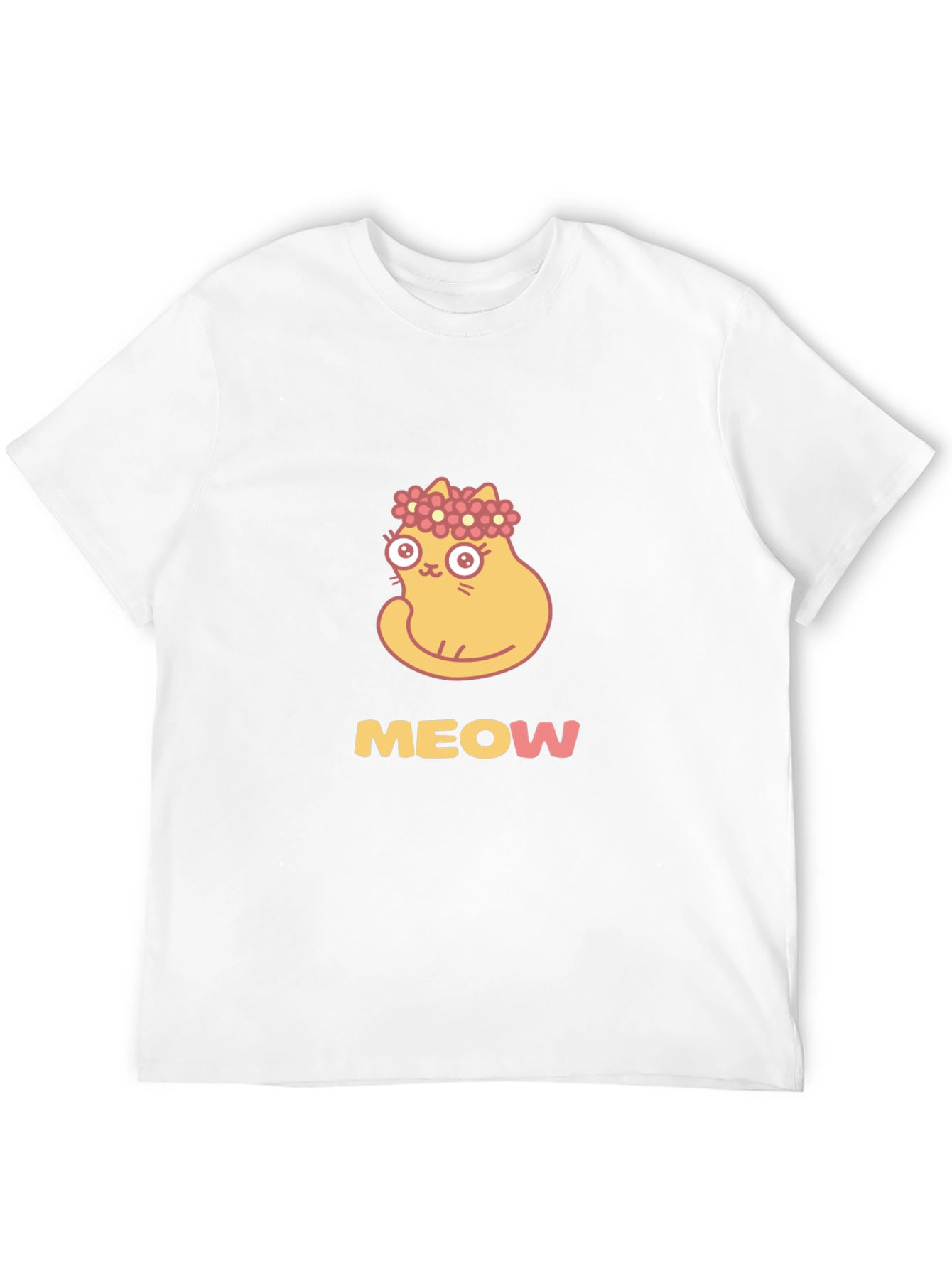 Cute Cat Flower Crown Black T-Shirt