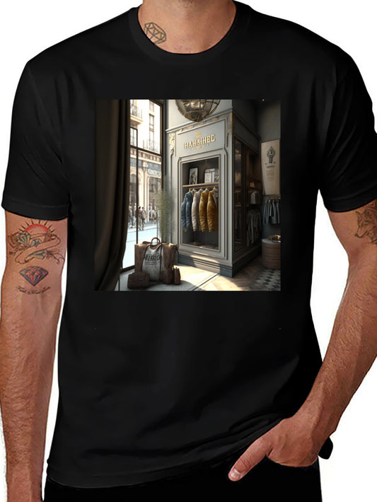 Stylish T-Shirt with HAH SIHEC Shop Print