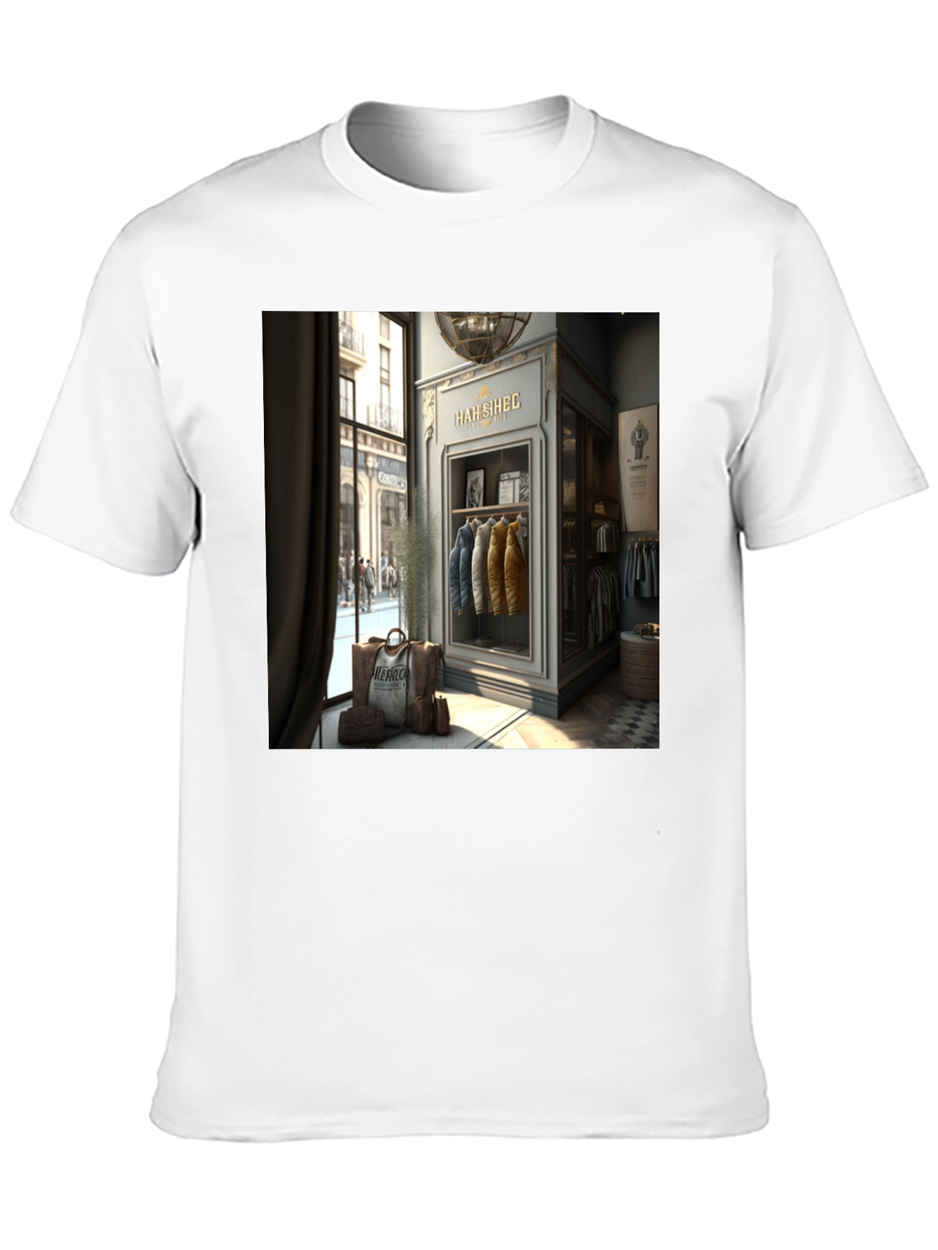 Stylish T-Shirt with HAH SIHEC Shop Print