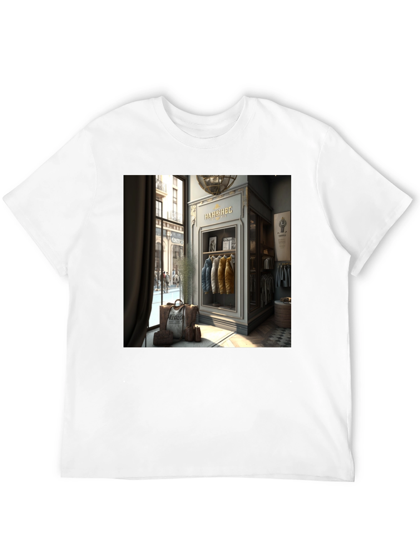 Stylish T-Shirt with HAH SIHEC Shop Print