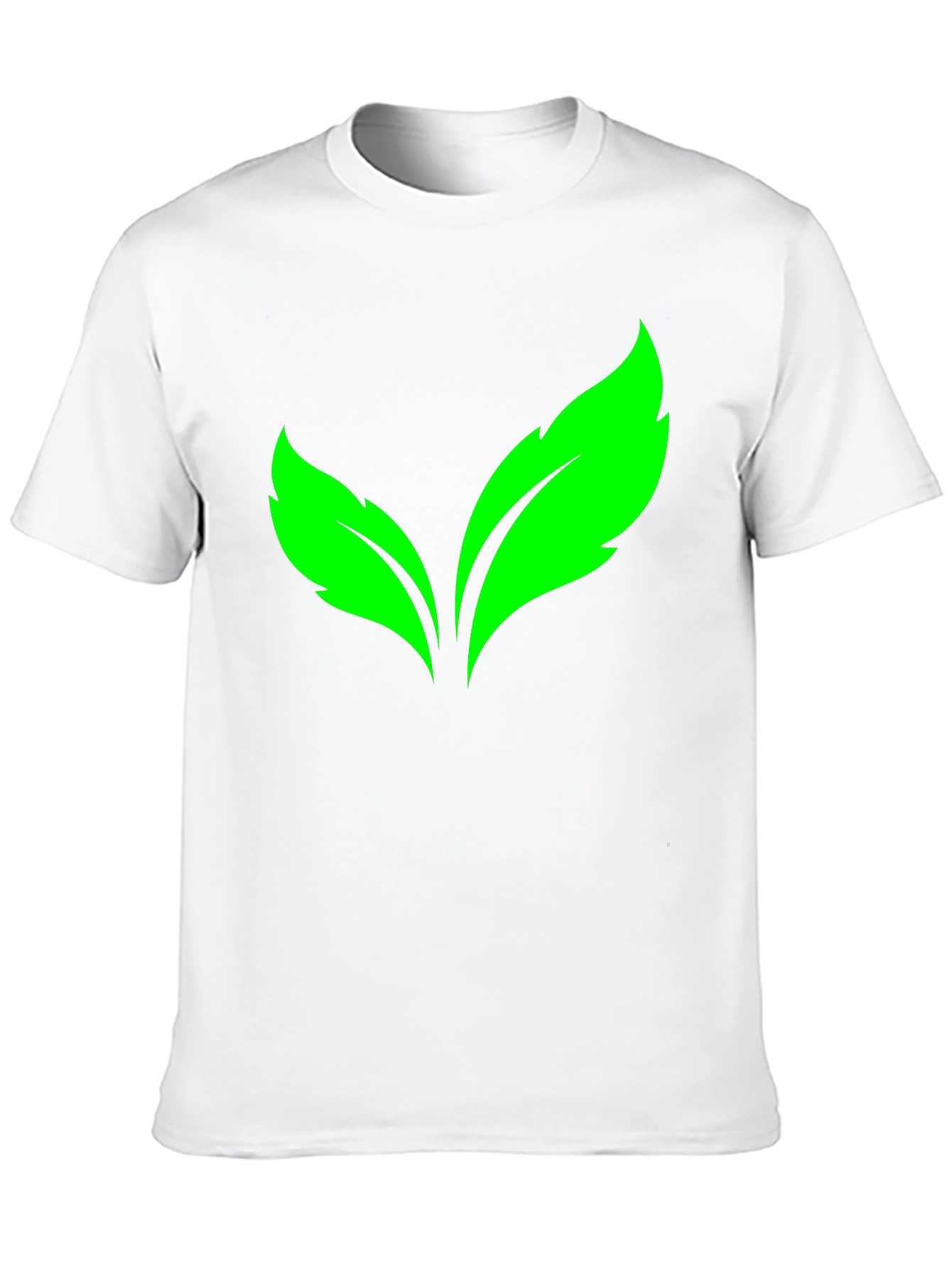 Green Leaves Graphic Print Black T-Shirt