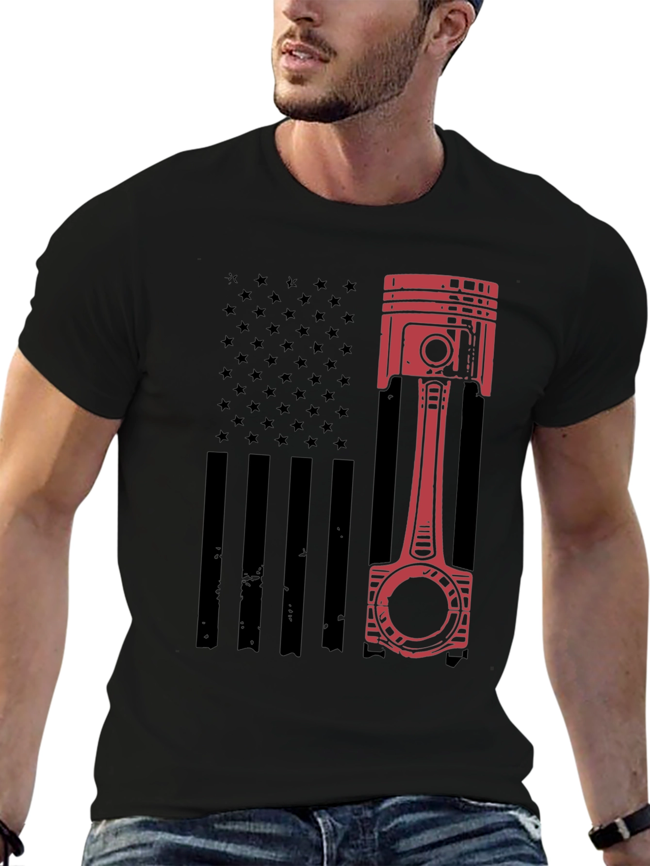 Piston American Flag T-Shirt - Black