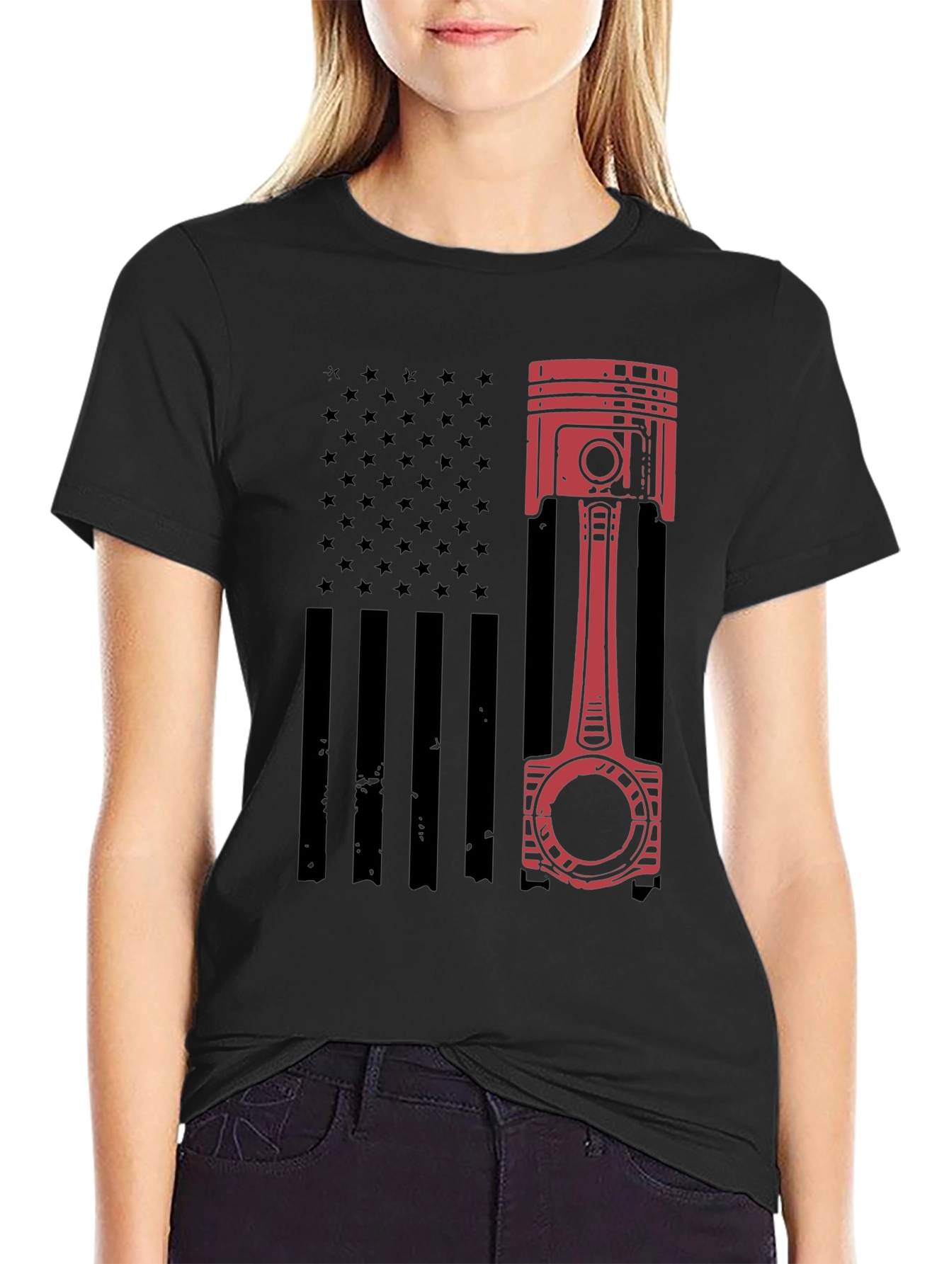 Piston American Flag T-Shirt - Black