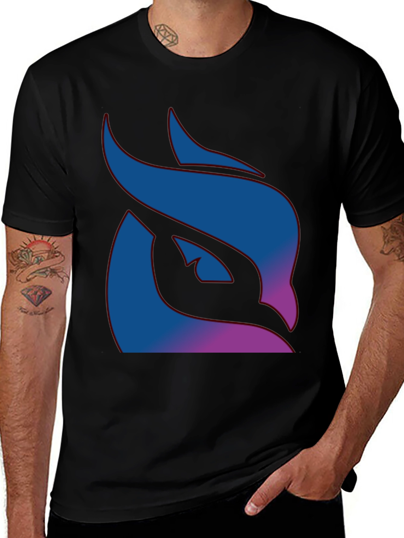 Abstract Owl Graphic Tee - Modern Black T-Shirt