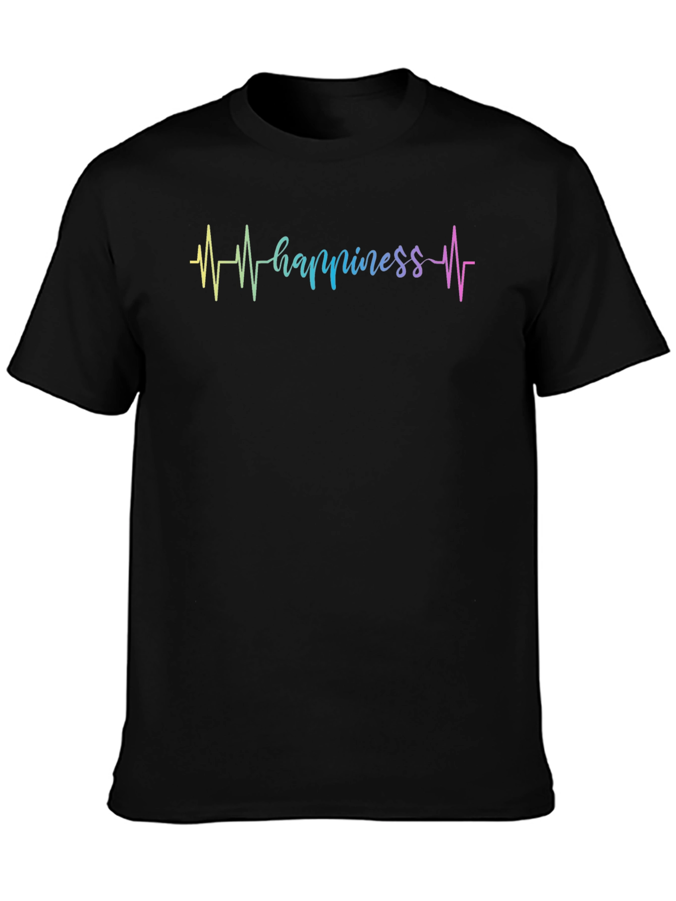 Happiness Heartbeat Graphic Tee - Black