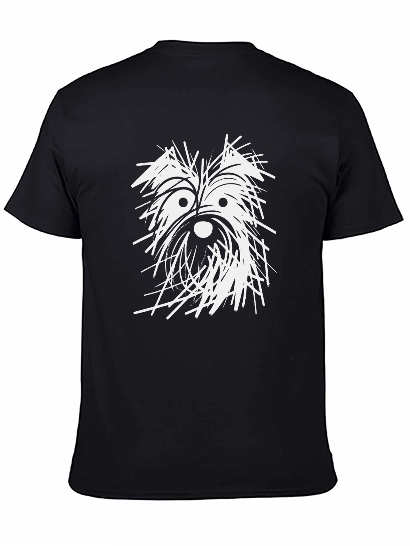 Dog Sketch Graphic Tee - Black Cotton T-Shirt