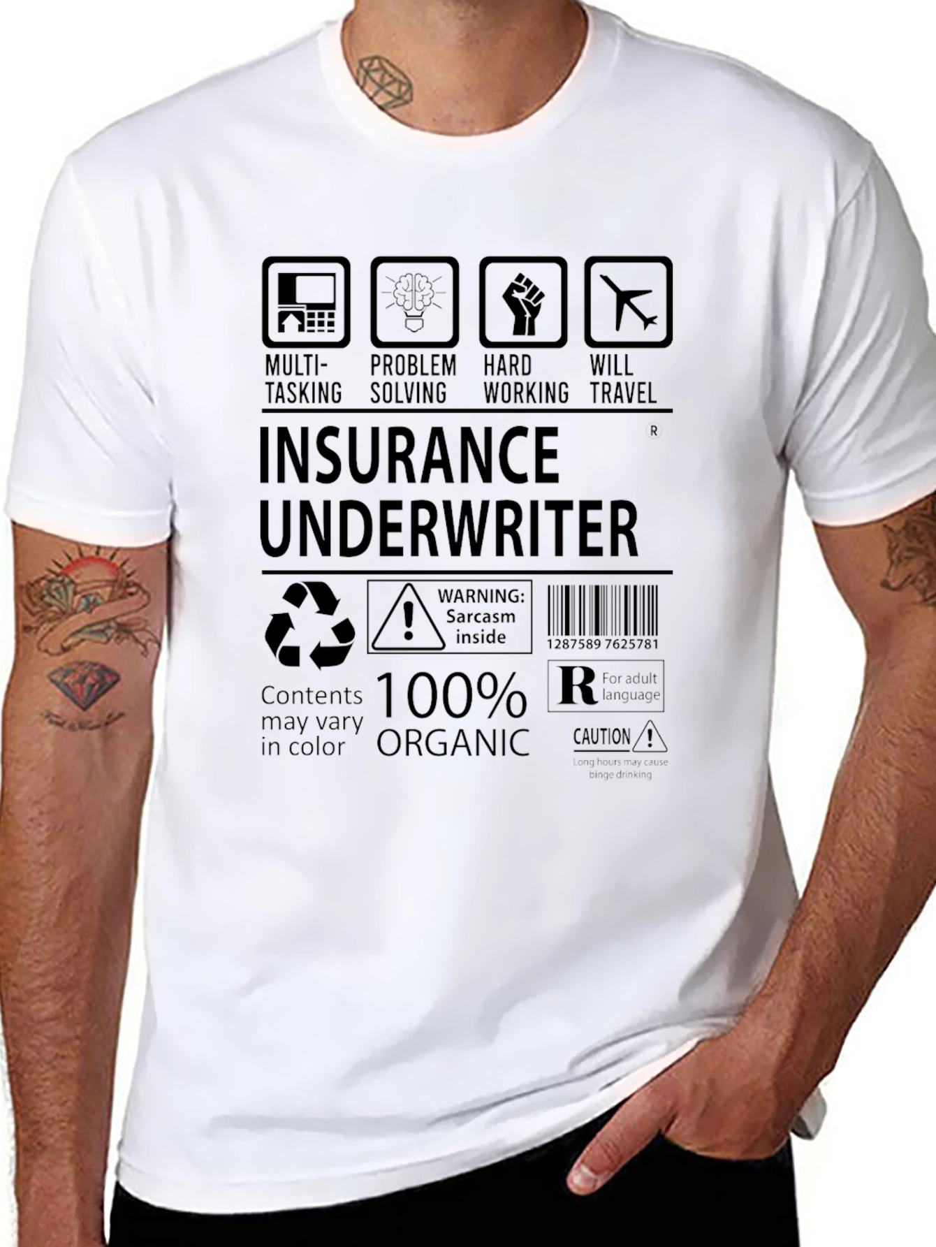 Insurance Underwriter 100% Organic Black T-Shirt