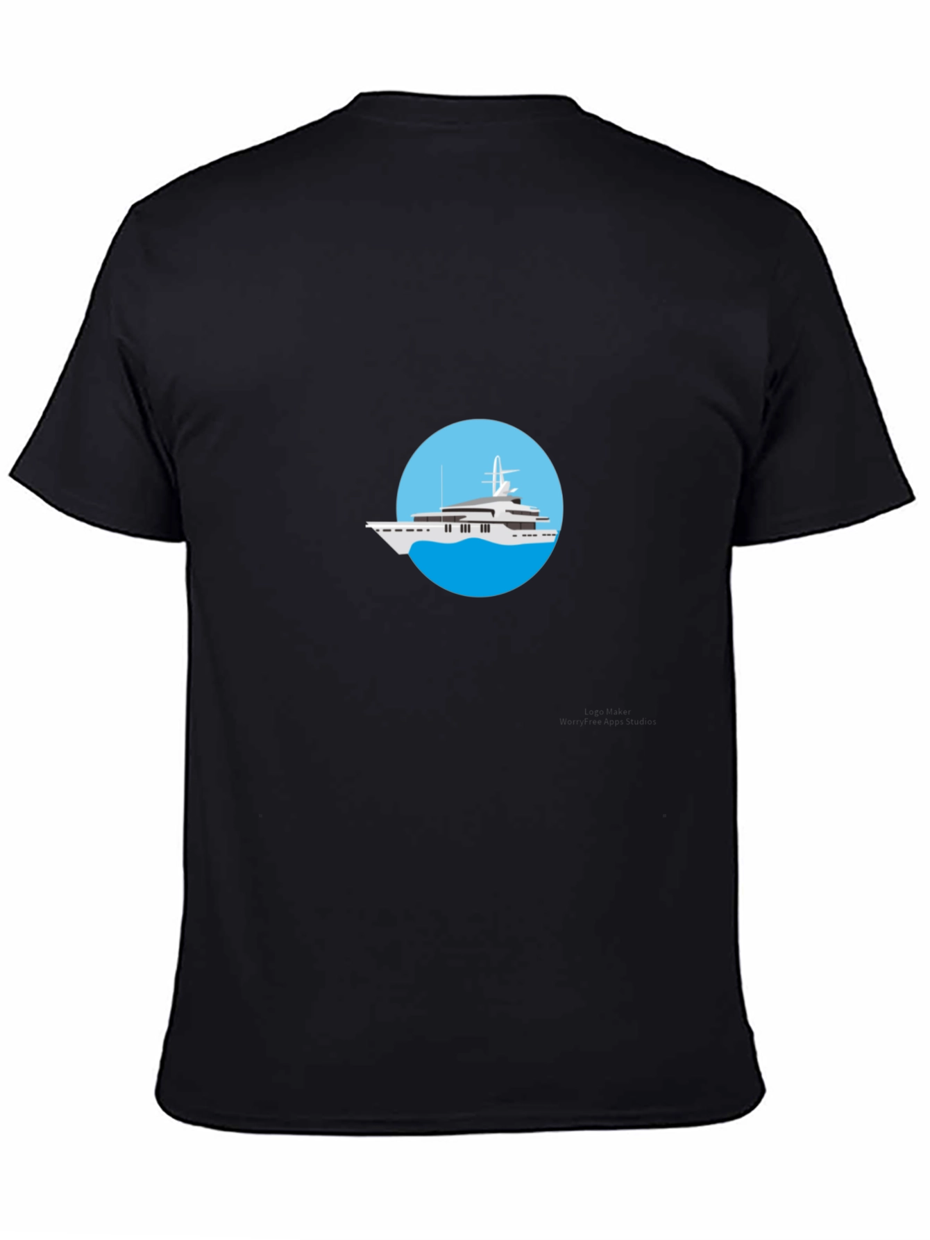 Luxury Yacht Graphic Tee - Black Cotton T-Shirt
