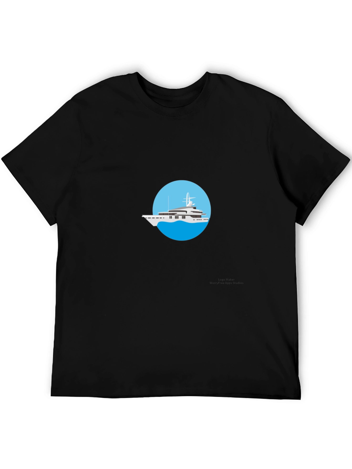 Luxury Yacht Graphic Tee - Black Cotton T-Shirt