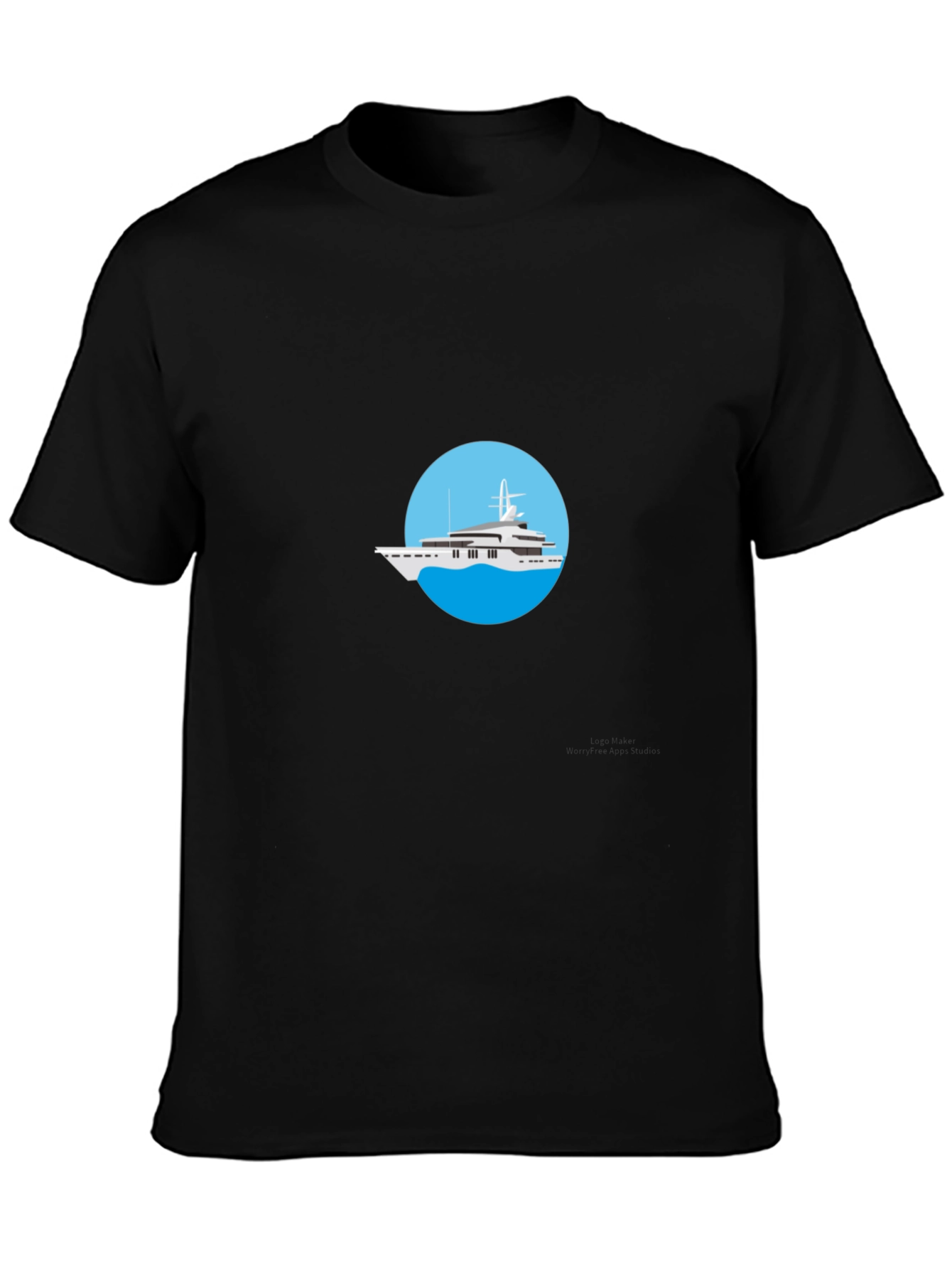 Luxury Yacht Graphic Tee - Black Cotton T-Shirt