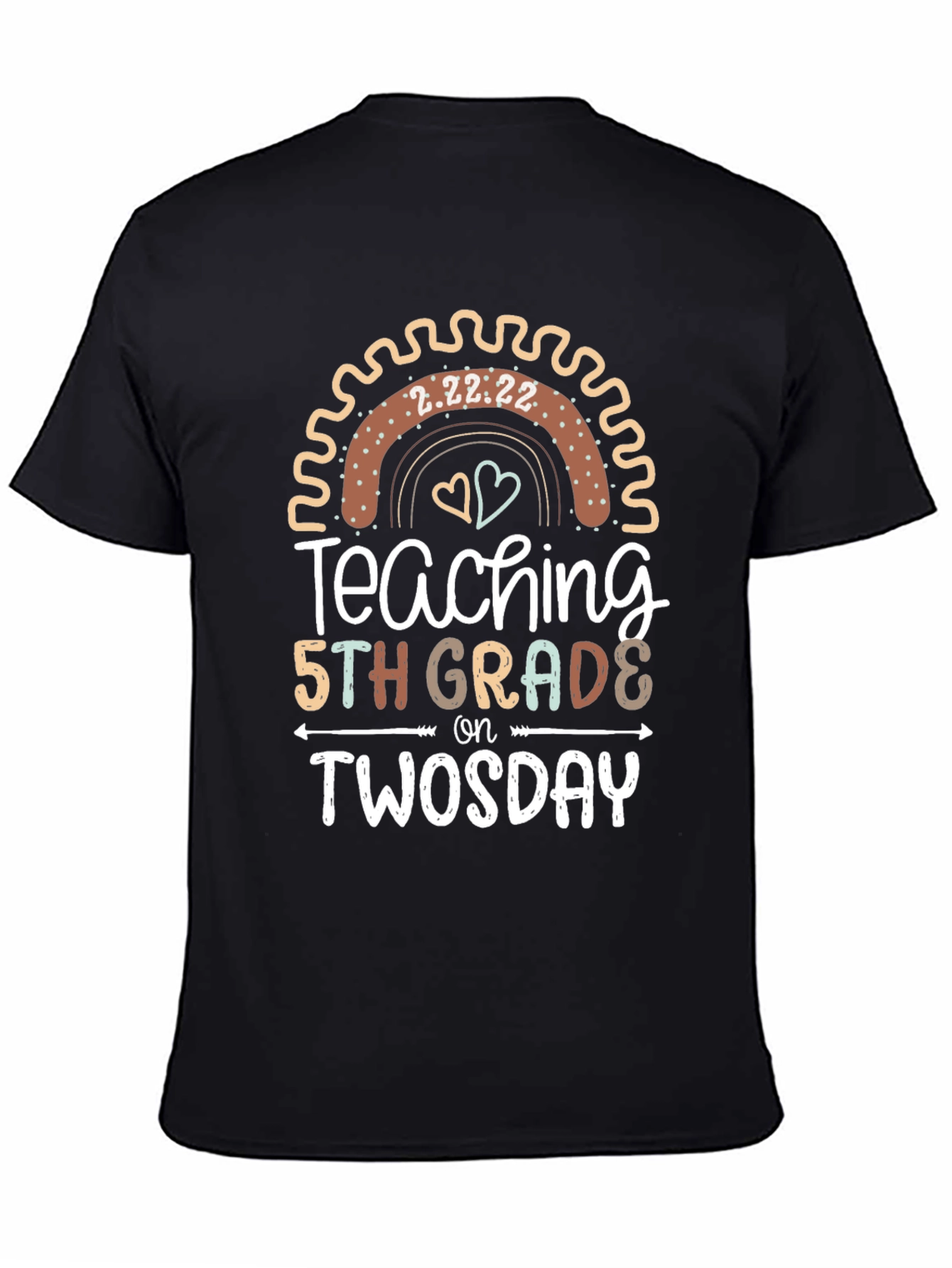 Twosday 5th Grade Teacher Black T-Shirt