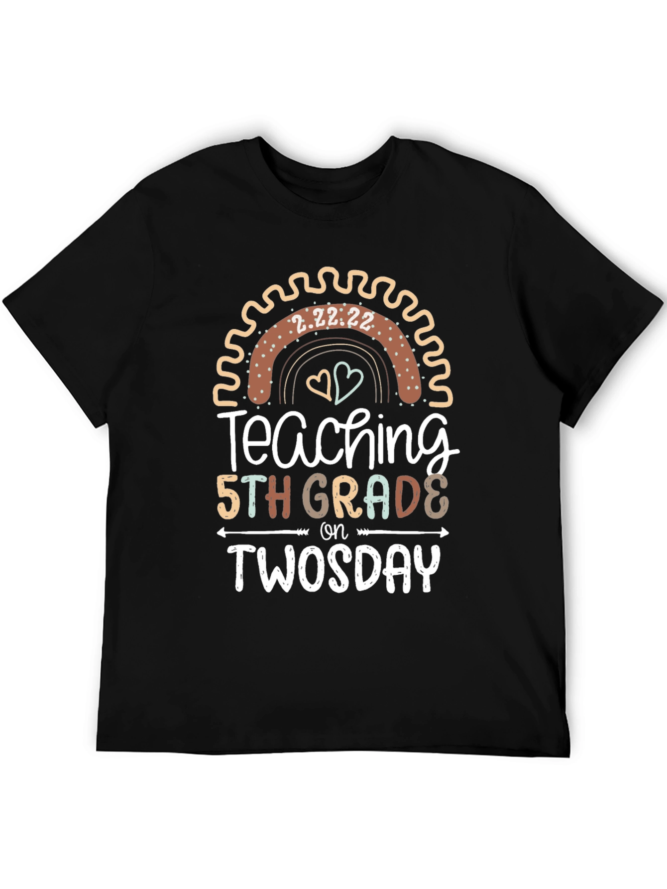 Twosday 5th Grade Teacher Black T-Shirt