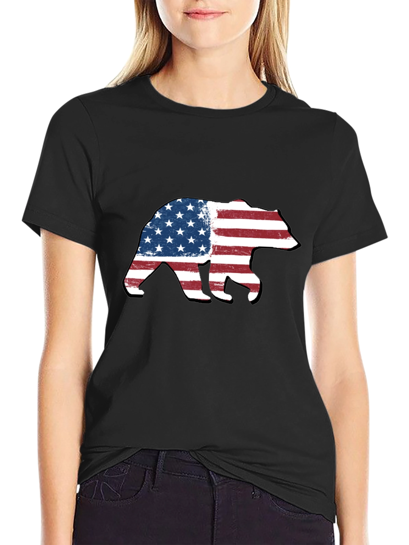 American Flag Bear Graphic Tee