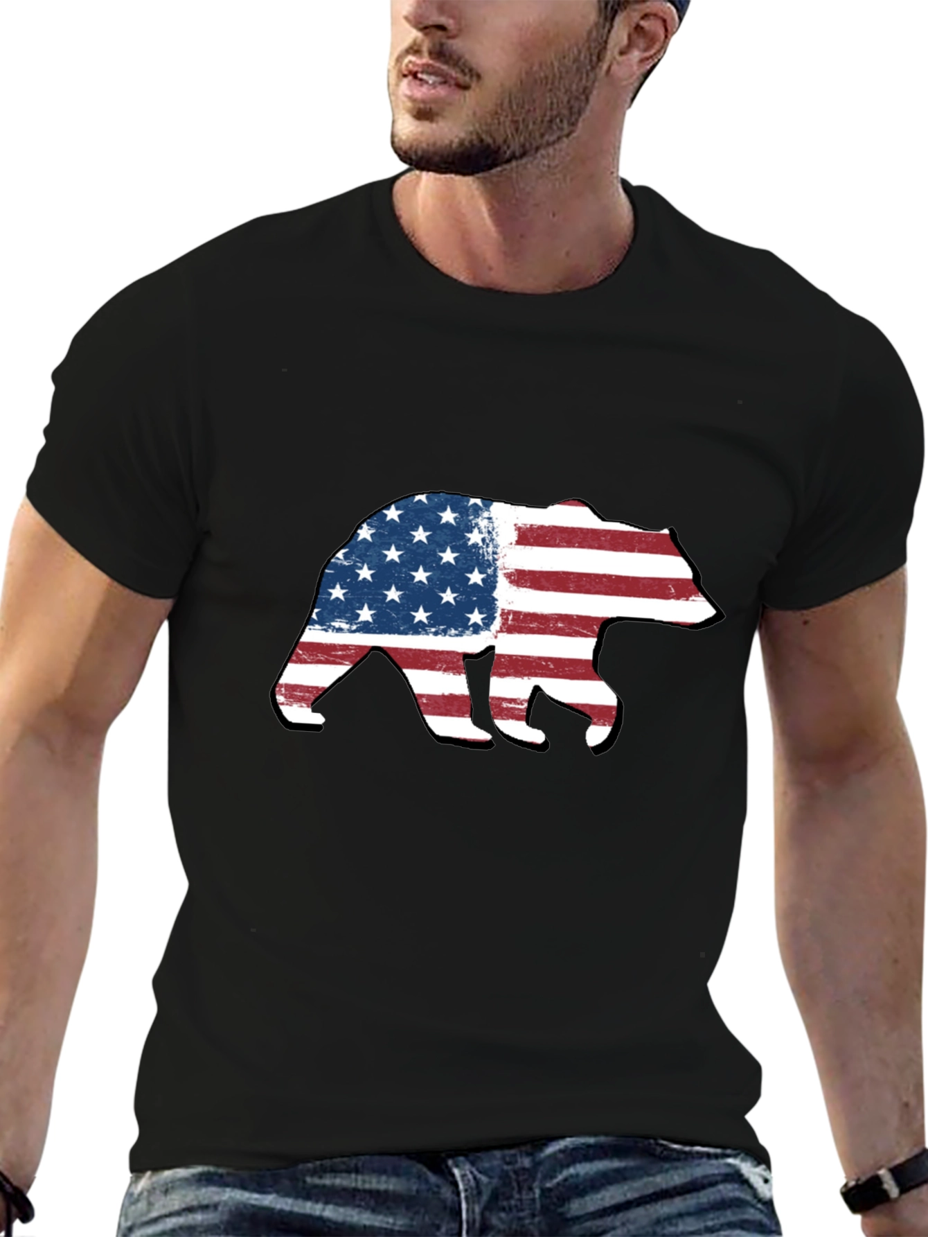 American Flag Bear Graphic Tee