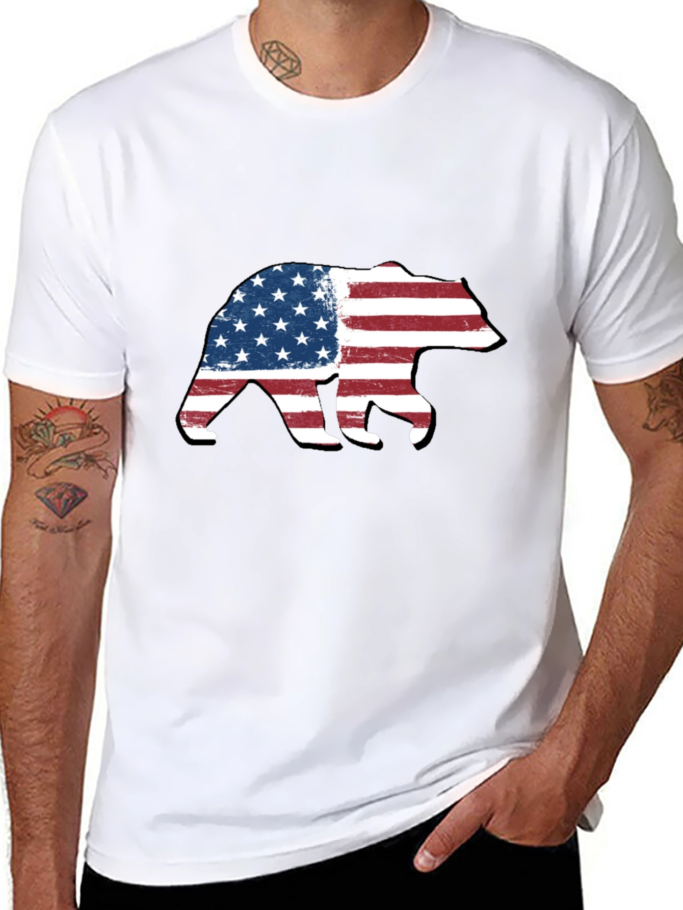 American Flag Bear Graphic Tee