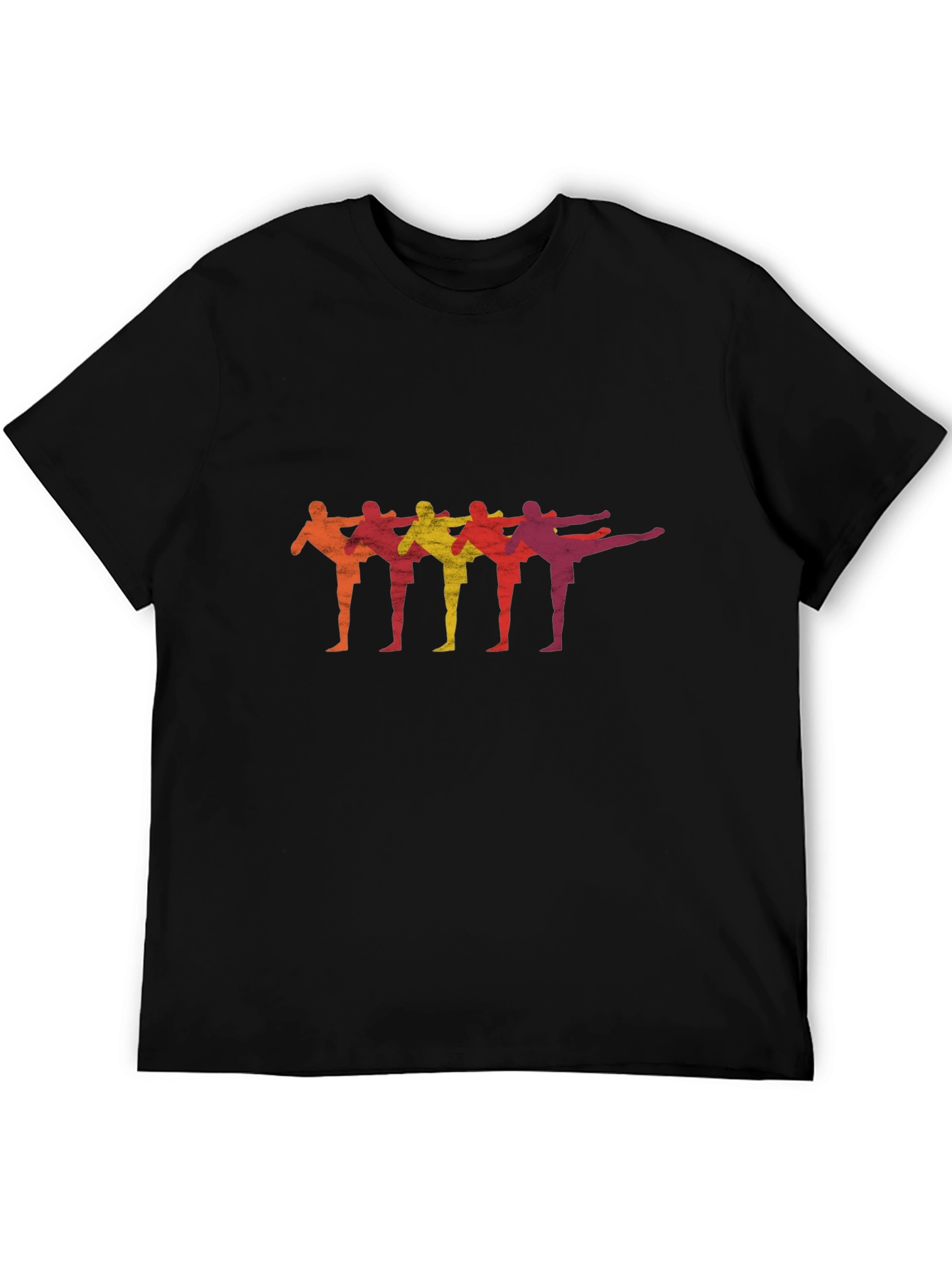 Retro Martial Arts Kick Line Black T-Shirt