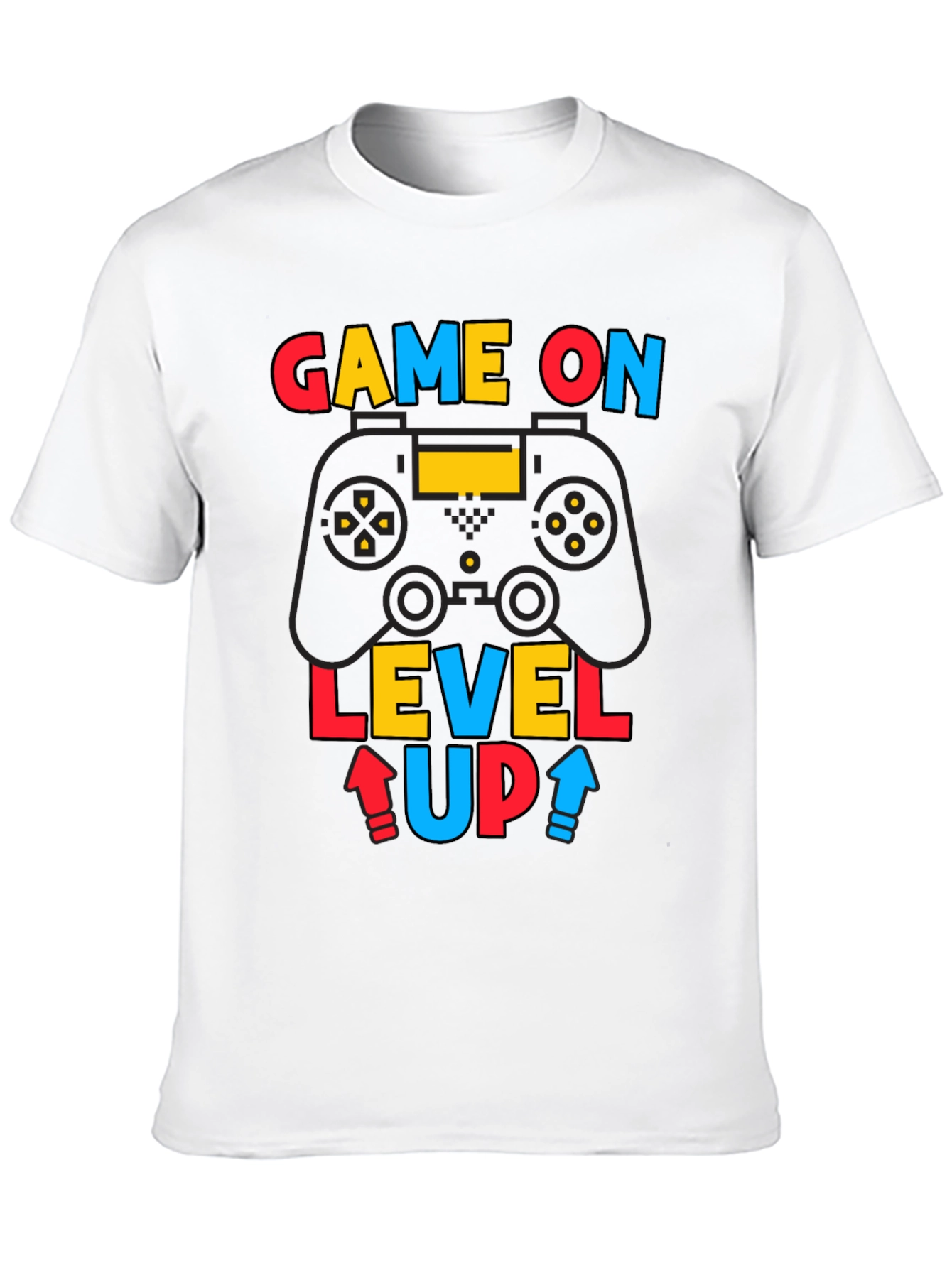 Game On Level Up Mens Black Graphic Tee