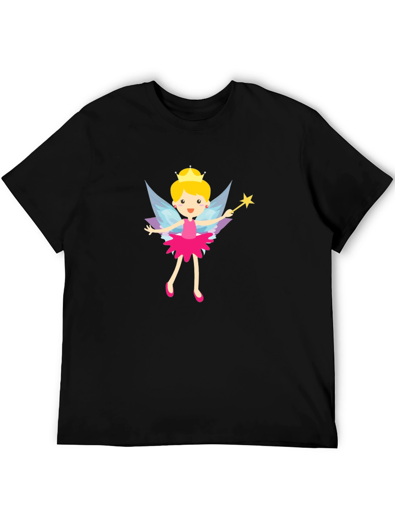Fairy Princess Graphic Tee - Black Cotton T-Shirt