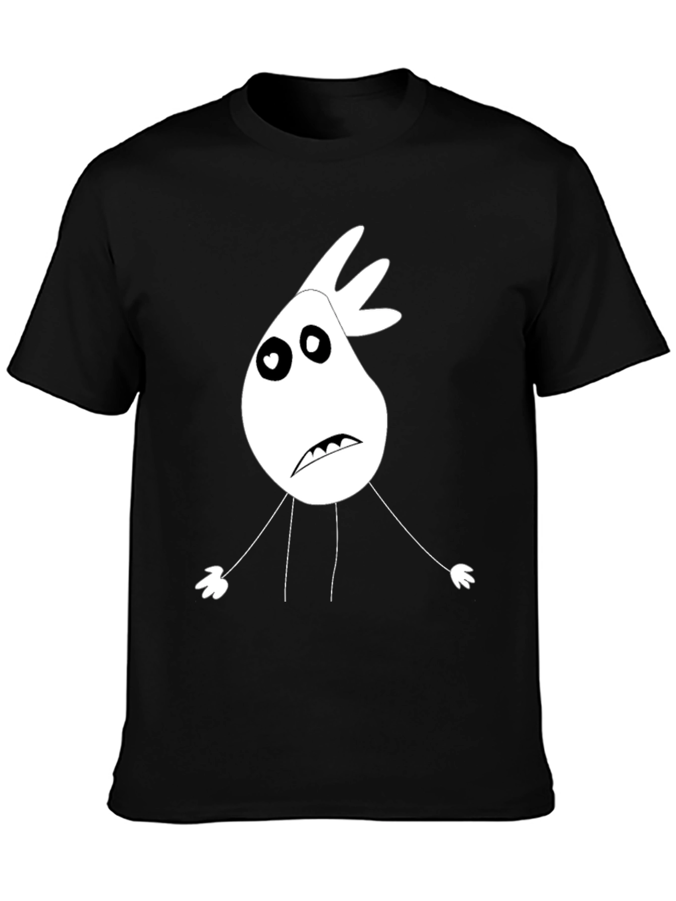 Cartoon Character T-Shirt - Black Cotton Tee