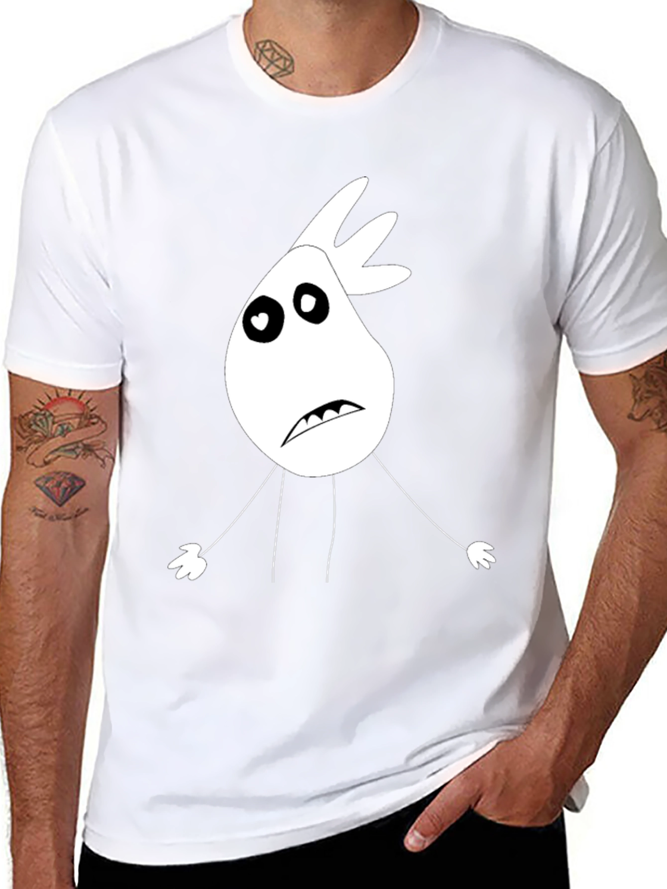 Cartoon Character T-Shirt - Black Cotton Tee
